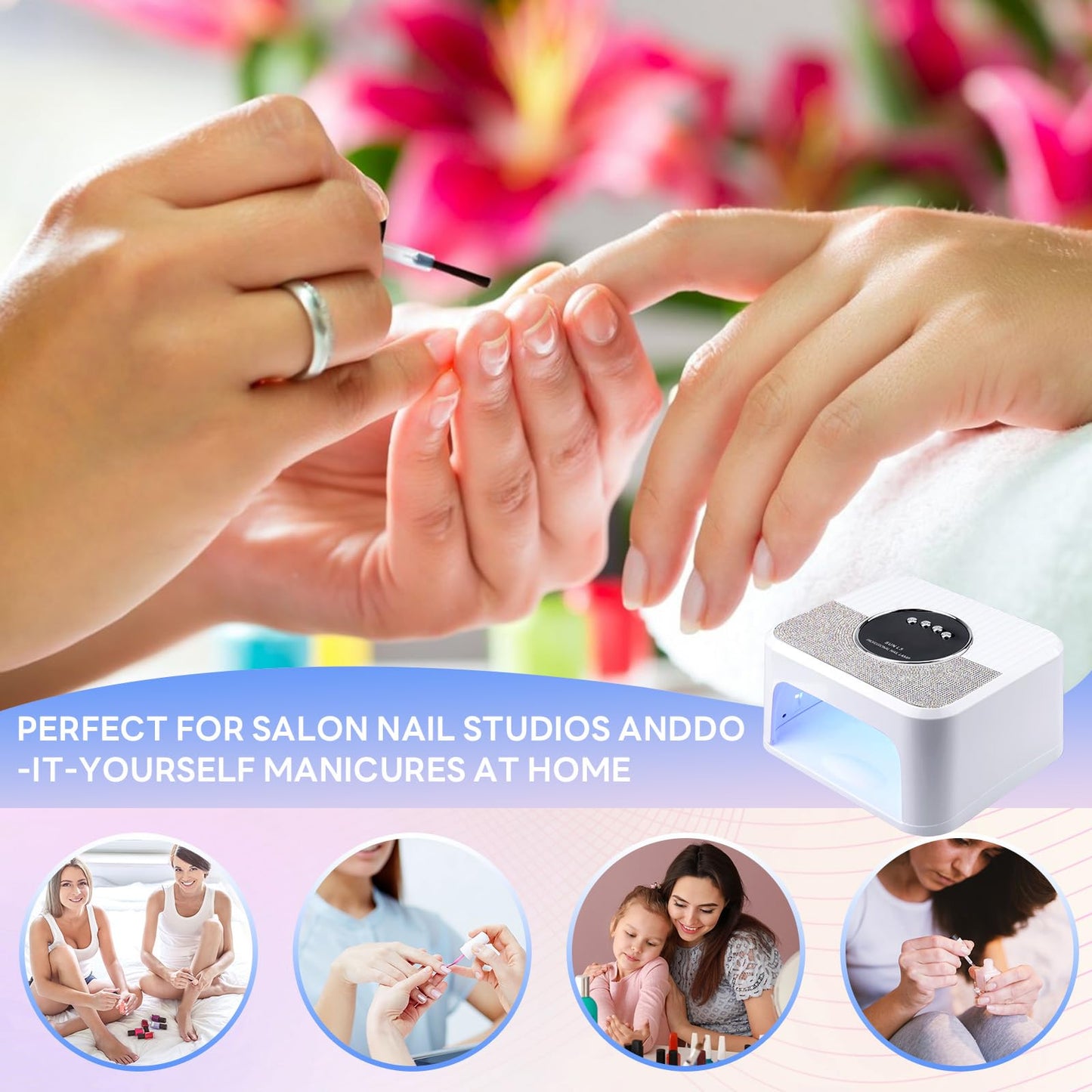 HeerMua 288W UV Light for Nails, UV Nail Lamp for Gel Nails, Diamond LED Nail Dryer for Gel Polish,Professional UV LED Nail Lamp, Fast Nail Curing Lamp 4 Time Setting & Auto Sensor for Salon & Home