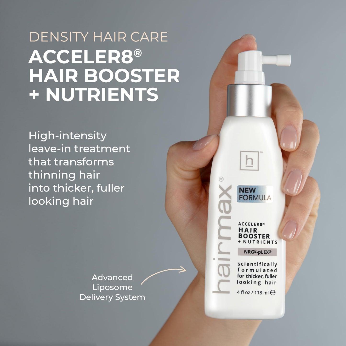 Hairmax Acceler8 Hair Booster + Nutrients - Topical Hair Regrowth Treatment - Thinning Hair Loss Solution - Advanced Scalp Care - Minimizes Hair Shedding - B Vitamins & Omega 6-4 fl oz