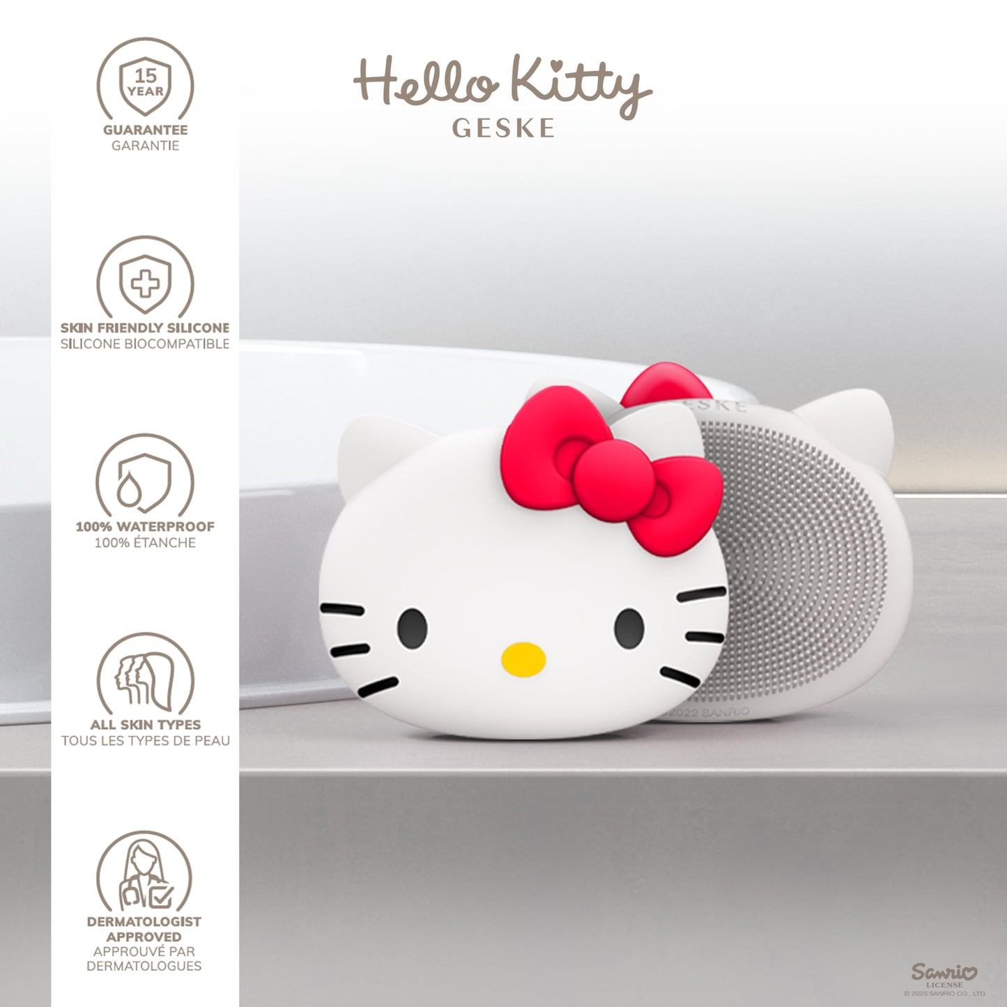 GESKE x Hello Kitty SmartAppGuided Facial Brush | 3 in 1 | Skin Cleansing Silicone | Routine Skincare | Gentle Cleansing | Facial Cleanser