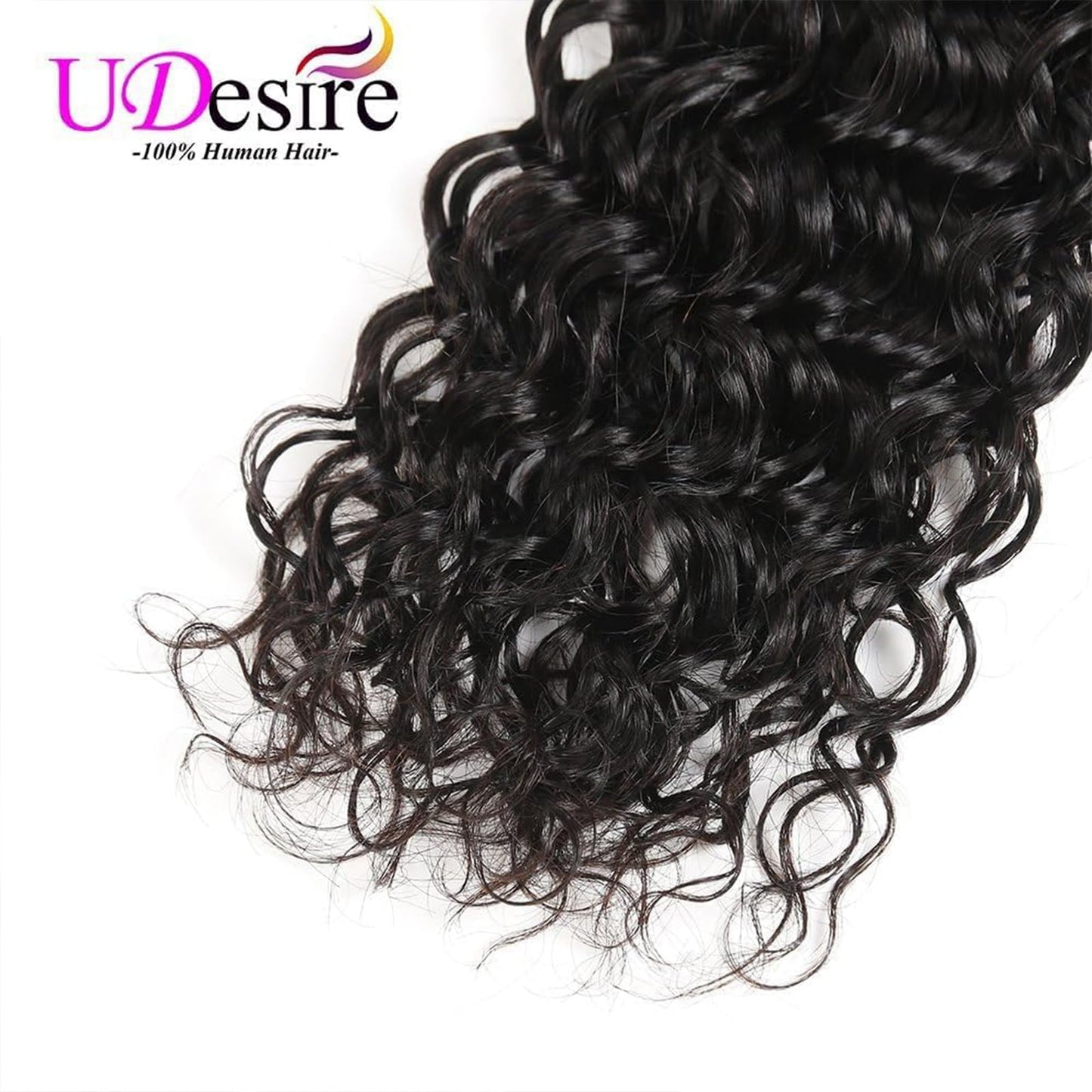 UDesire Water Wave Human Hair Bundles 12A Human Hair Bundles 24 inch Wet and Wavy Hair Double Weft Burmese Curly Hair Extensions for Women