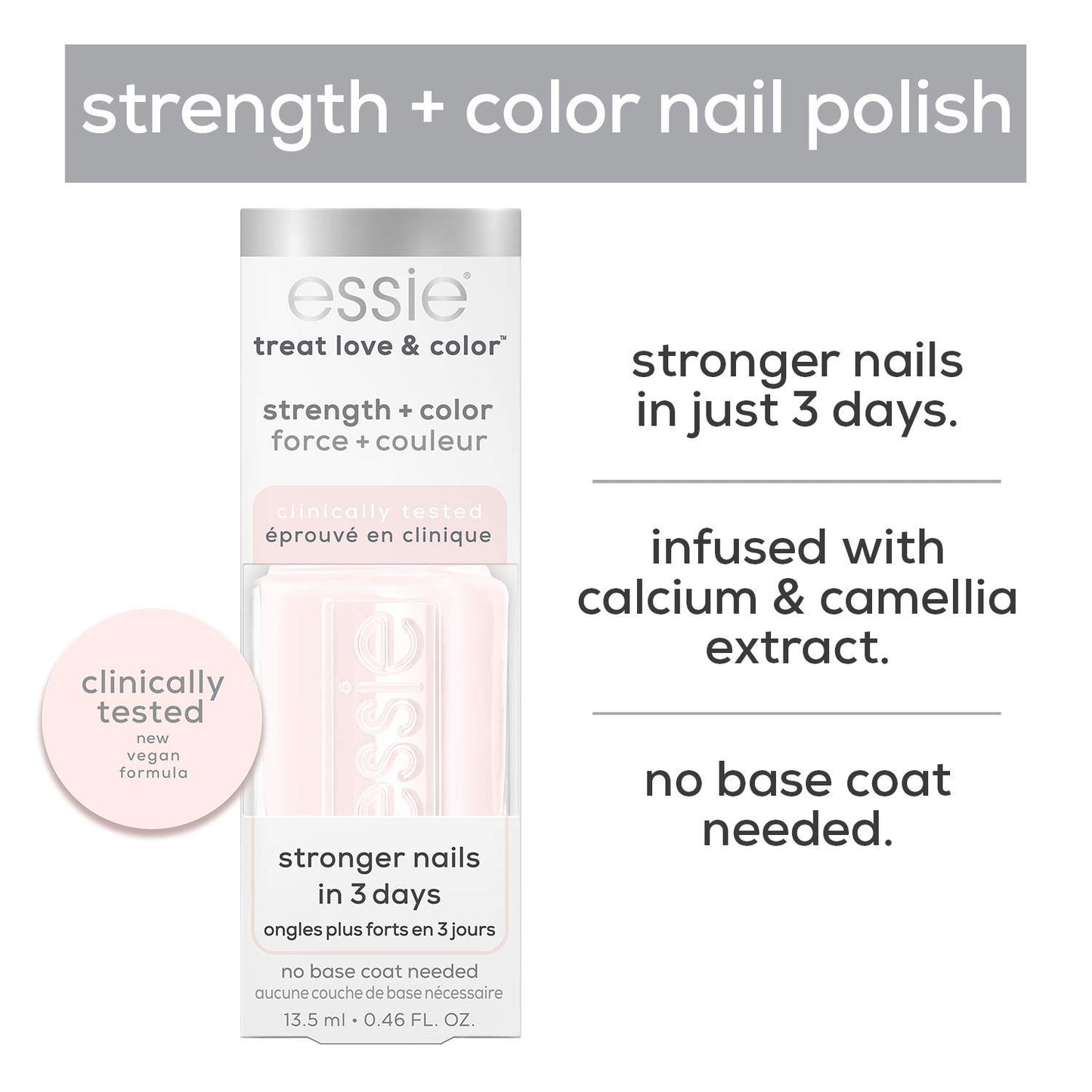 Essie Nail Care Polish - Treat, Love & Color in Sheers to You | Sheer Pink, 0.46 Ounce