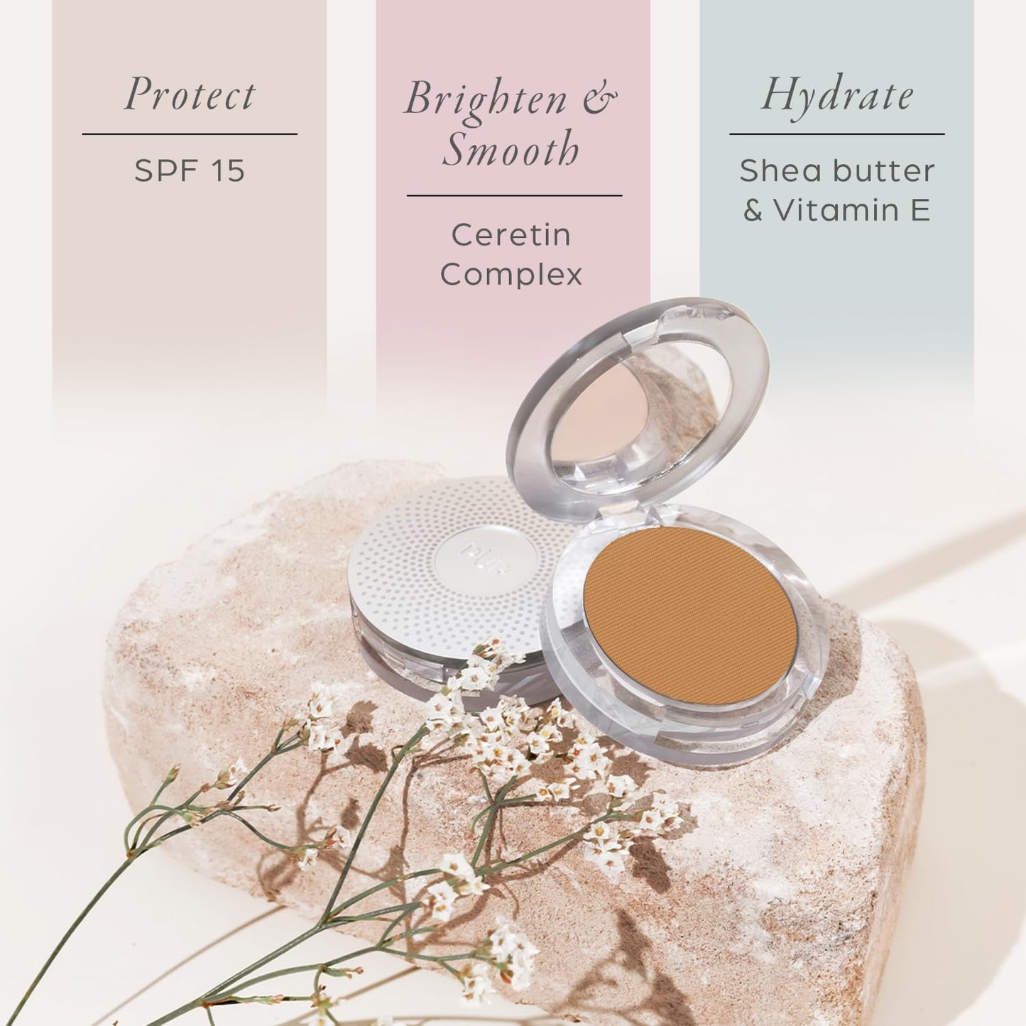 PUR Beauty 4-in-1 Pressed Mineral Makeup Powder Foundation with SPF 15 - Concealer & Finishing Compact Pressed Powder for Face - Buildable Medium to Full Coverage Foundation Powder (Golden Dark)