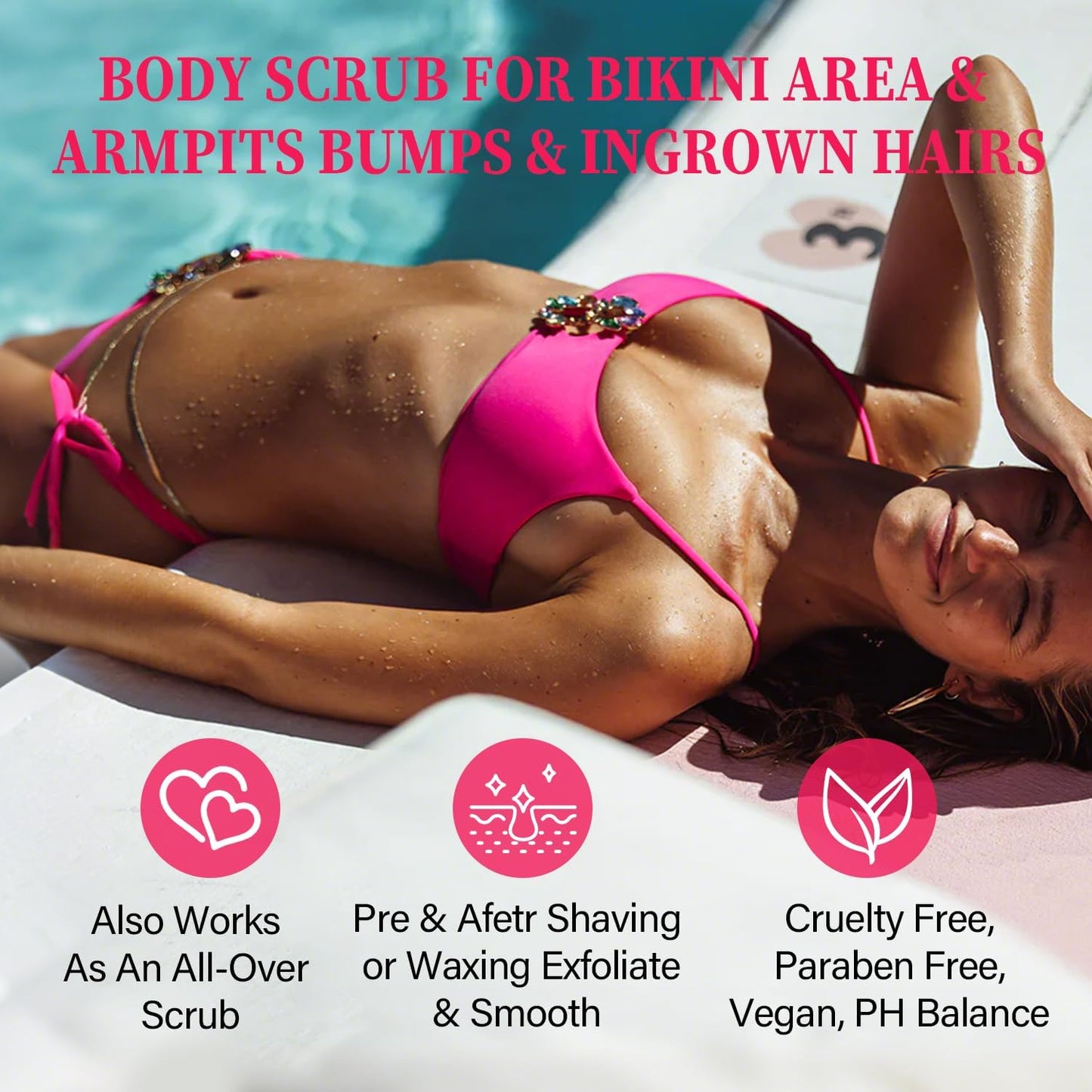 Bikini Area Exfoliator - 10% AHAs, BHA & Vitamin C Scrub for Ingrown Hair & Dark Spots | 7.76 oz