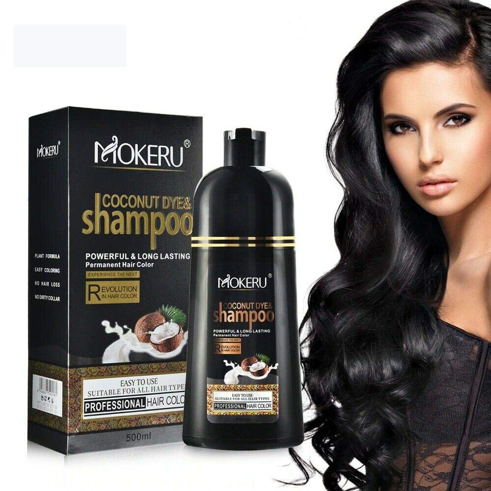 Natural Coconut Oil Hair Dye - Permanent Hair Color Shampoo for Long-Lasting Black | Nourishing Formula