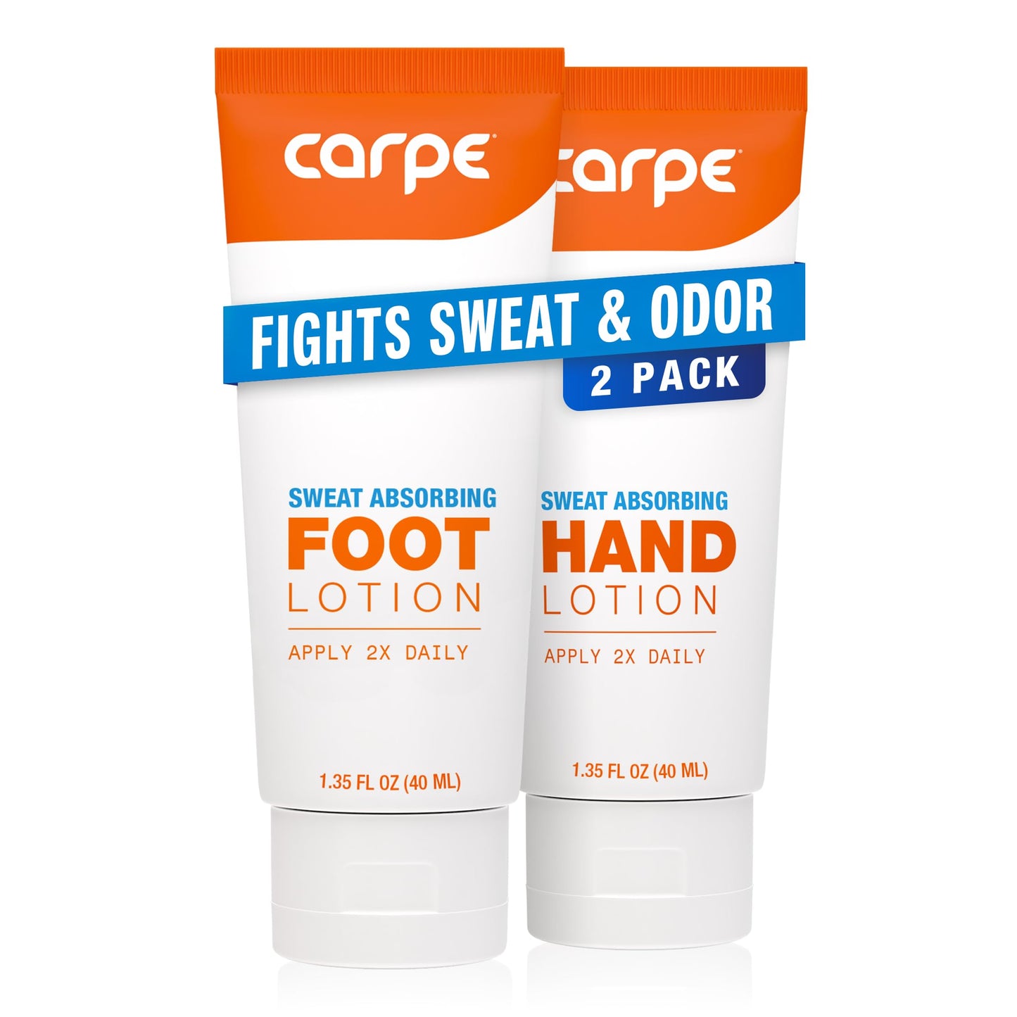 Carpe Sweat Absorbing Hand & Foot Lotion Bundle, Stop Sweaty Hands and Sweaty,Smelly Feet, Dermatologist Recommended