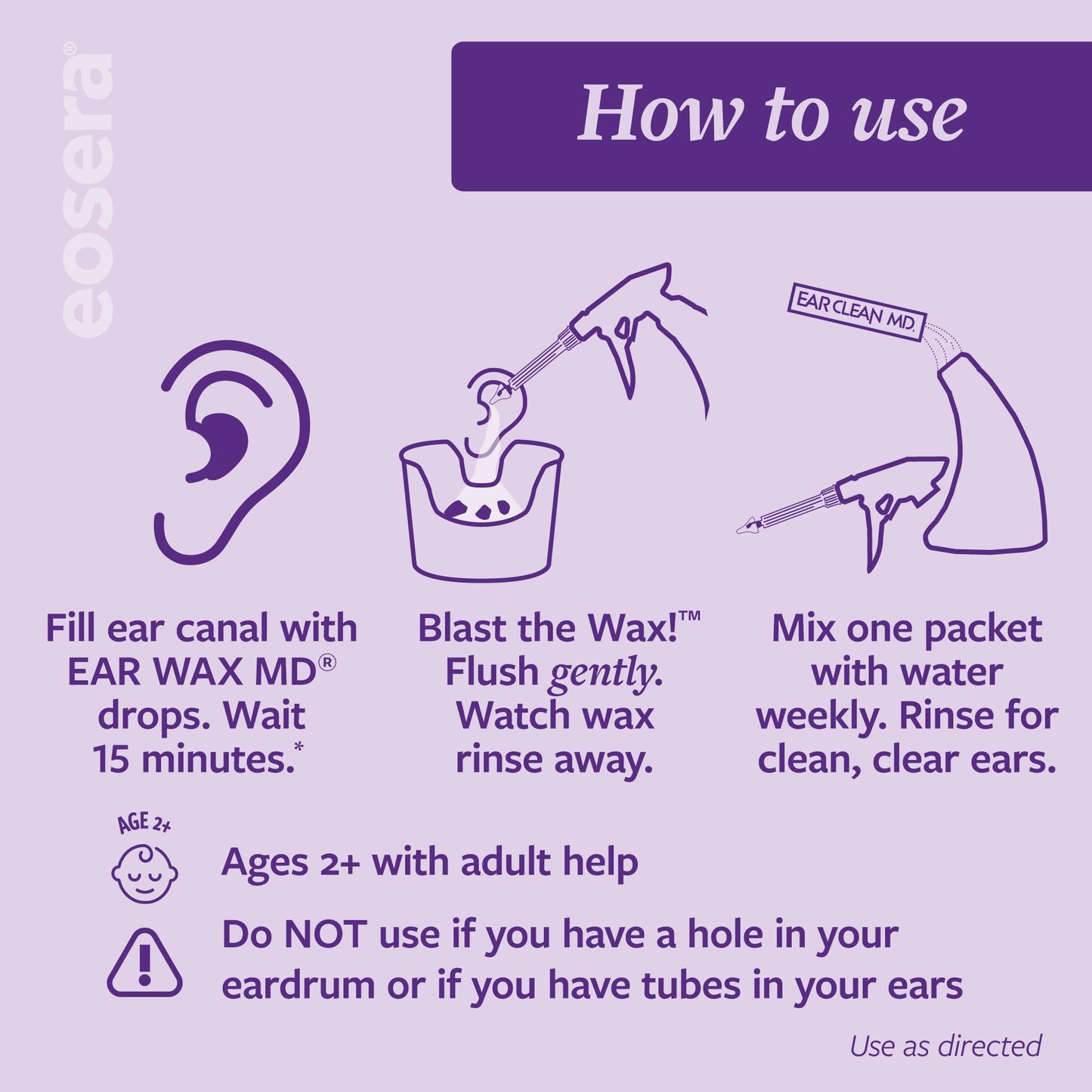 eosera Wax Blaster MD+ Ear Wax Cleaning System – Includes 5 Single-Use Vials and 3 Premixed Packets – Complete Earwax Irrigation Kit for Stubborn and Routine Ear Cleaning