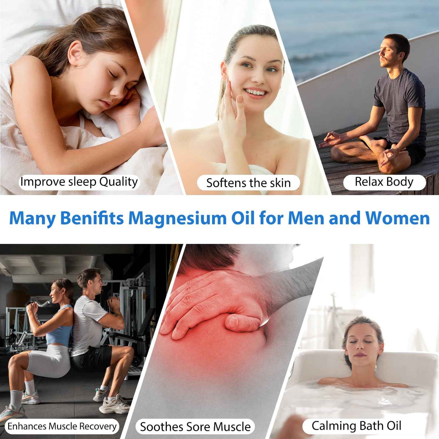 Magnesium Oil Spray - Magnesium Oil for feet - 100% Pure Magnesium Oil Spray Organic Natural Magnesium Spray - Nourish The Skin - Easy to Absorb and Use - Glass Bottle 2 fl oz (1pcs)