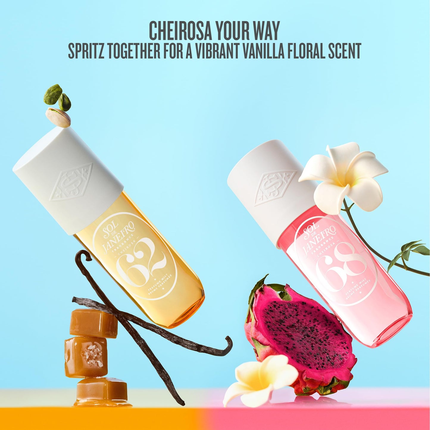 Sol de Janeiro Cheirosa Hair & Body Fragrance Mist Full Size and Travel Size Set - Home and Away Bundle - 8.1 & 3 fl oz Duo (Cheirosa 62)