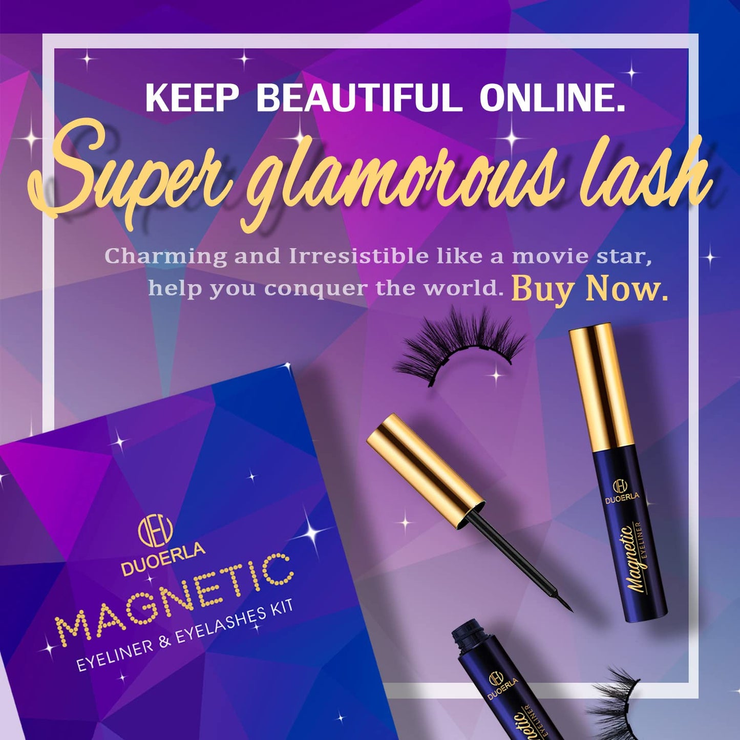 Magnetic Eyelashes Kit - Natural Look Wispy Cat Eye Lashes | 10 Pairs, Reusable, Vegan & Cruelty-Free