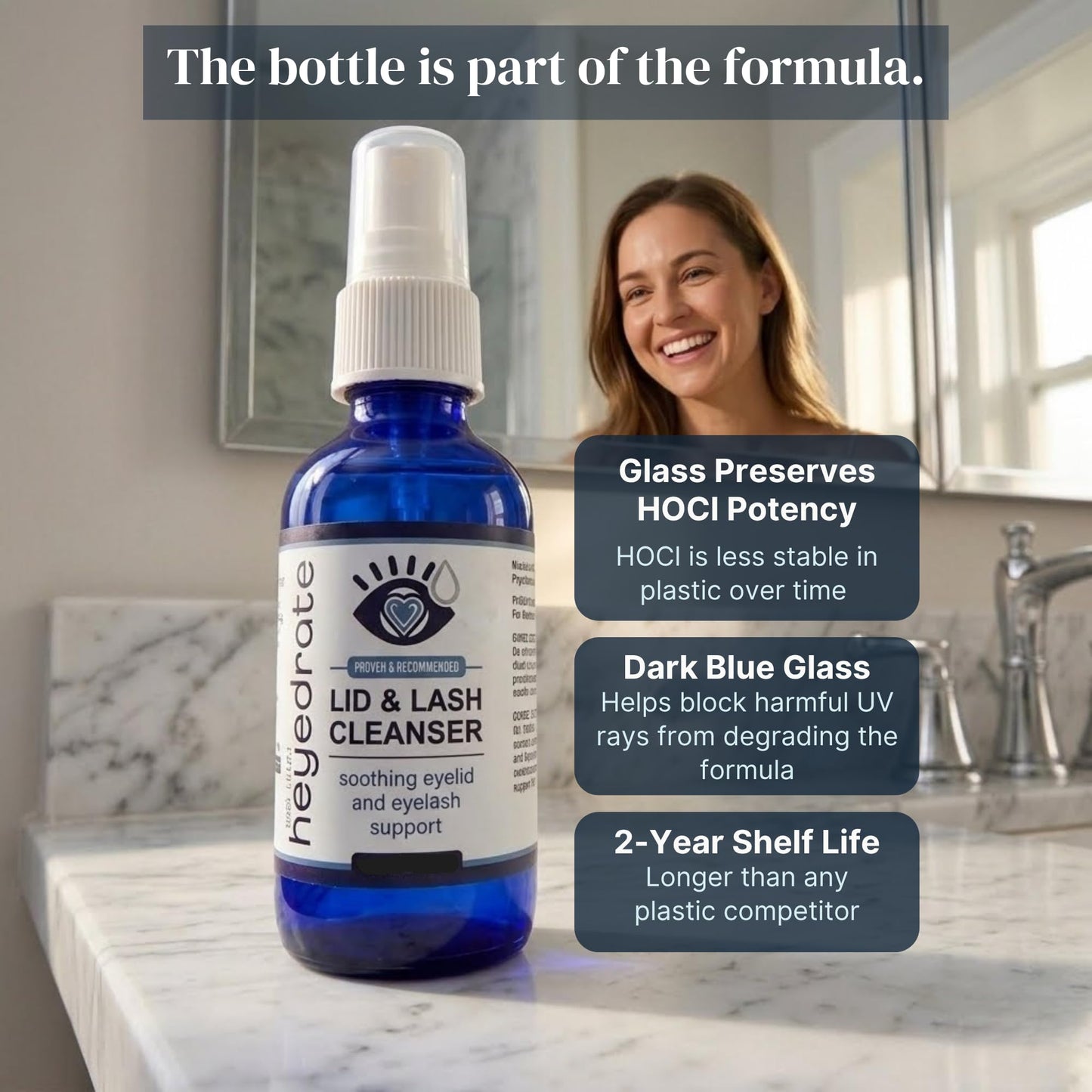 Eye Love Lid & Lash Cleanser Spray - 2oz Bottle - Gentle Everyday Pure Hypochlorous Acid Spray for Daily Eyelid Hygiene, Eye Irritation or Occasional Dryness - Preservative Free - Doctor Formulated