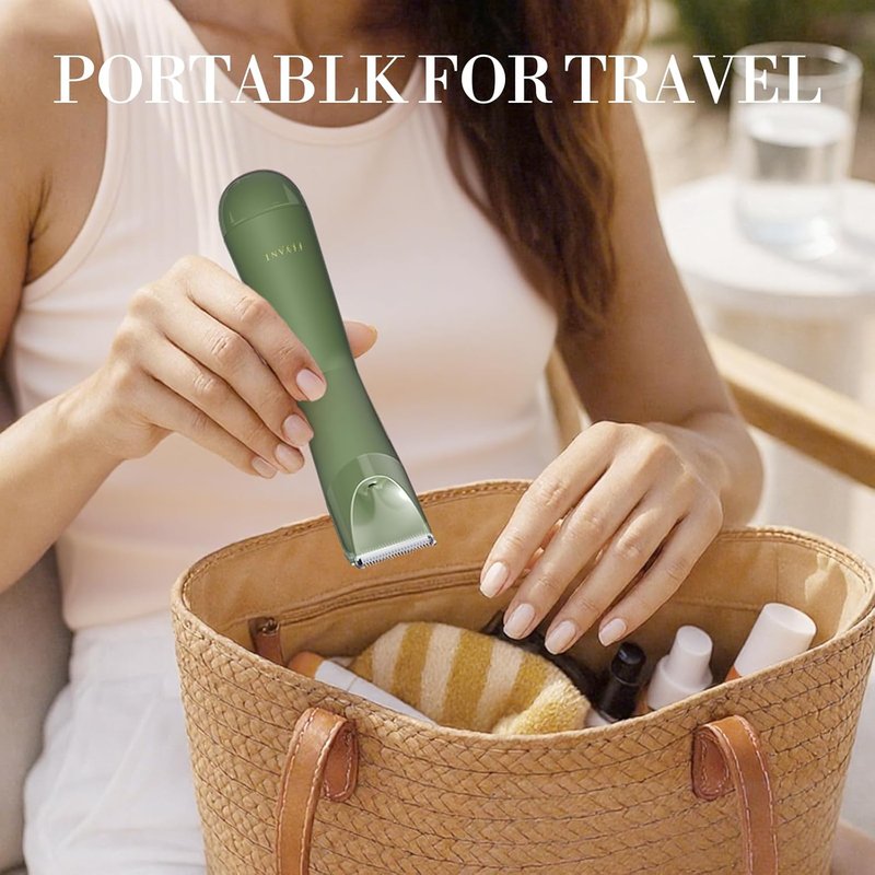 Bikini Trimmer for Women - 2 in 1 Waterproof Electric Shaver with LED Light | Green