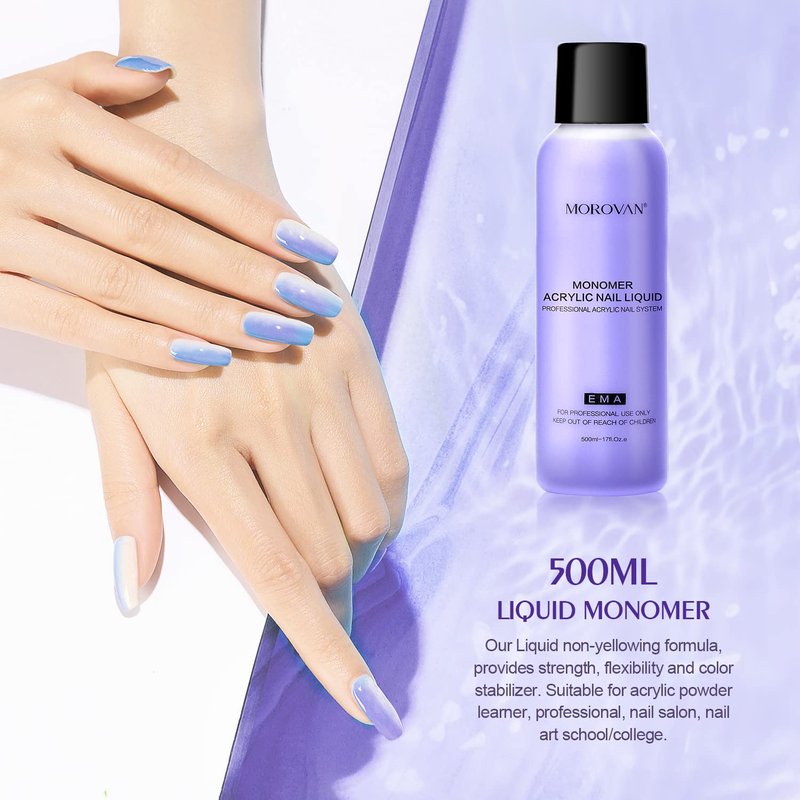 Morovan Monomer Acrylic Nail Liquid Professional Liquid Monomer Nail System For Acrylic Nail Extension Carving MMA-Free Non-Yellowing Formula