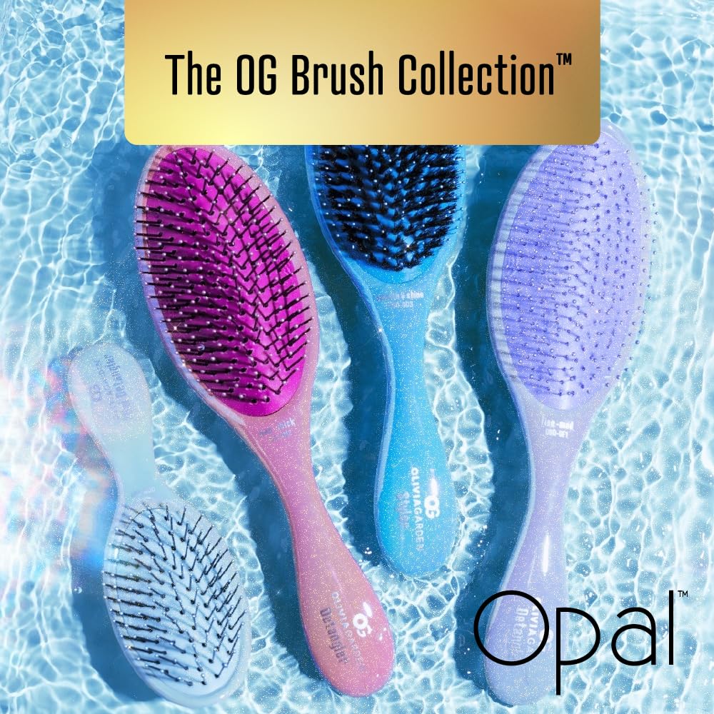 Olivia Garden Aurora Detangler Brush for Medium to Thick Hair - Detangling Brush for Women, Men, Kids – Opal Pink