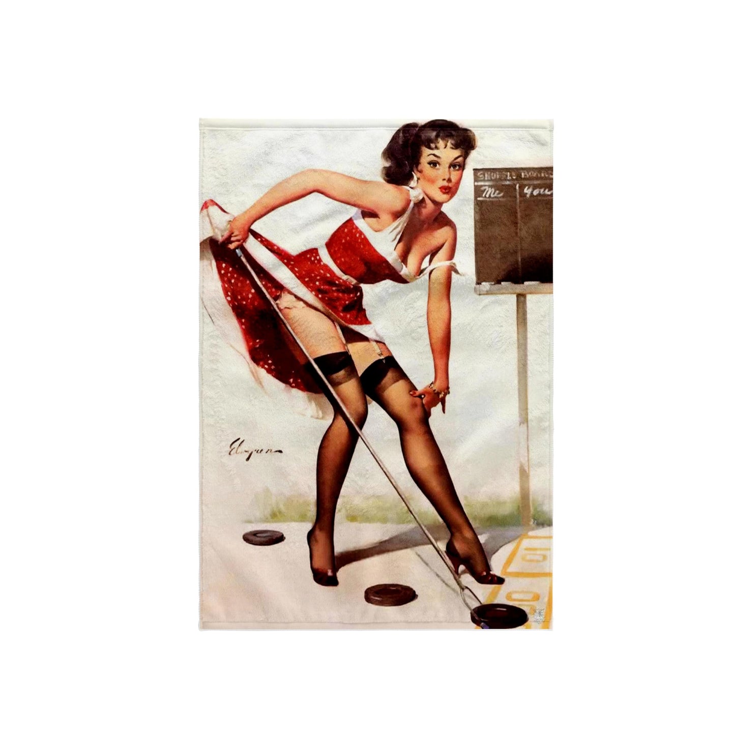 3D Rose TWL_204077_1 Print of Elvgren Pinup Playing Shuffleboard, 15" x 22"
