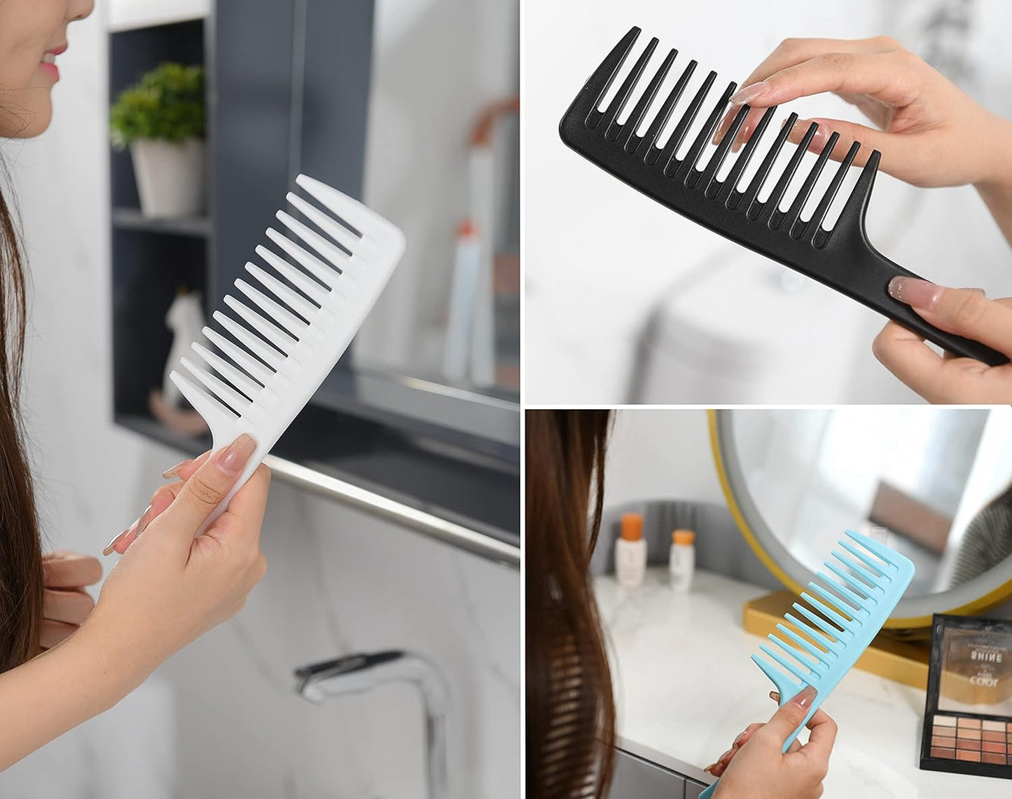 Wide Tooth Comb - Large Detangling Hair Brush for Curly & Long Hair | Durable Styling Tool for Men & Women