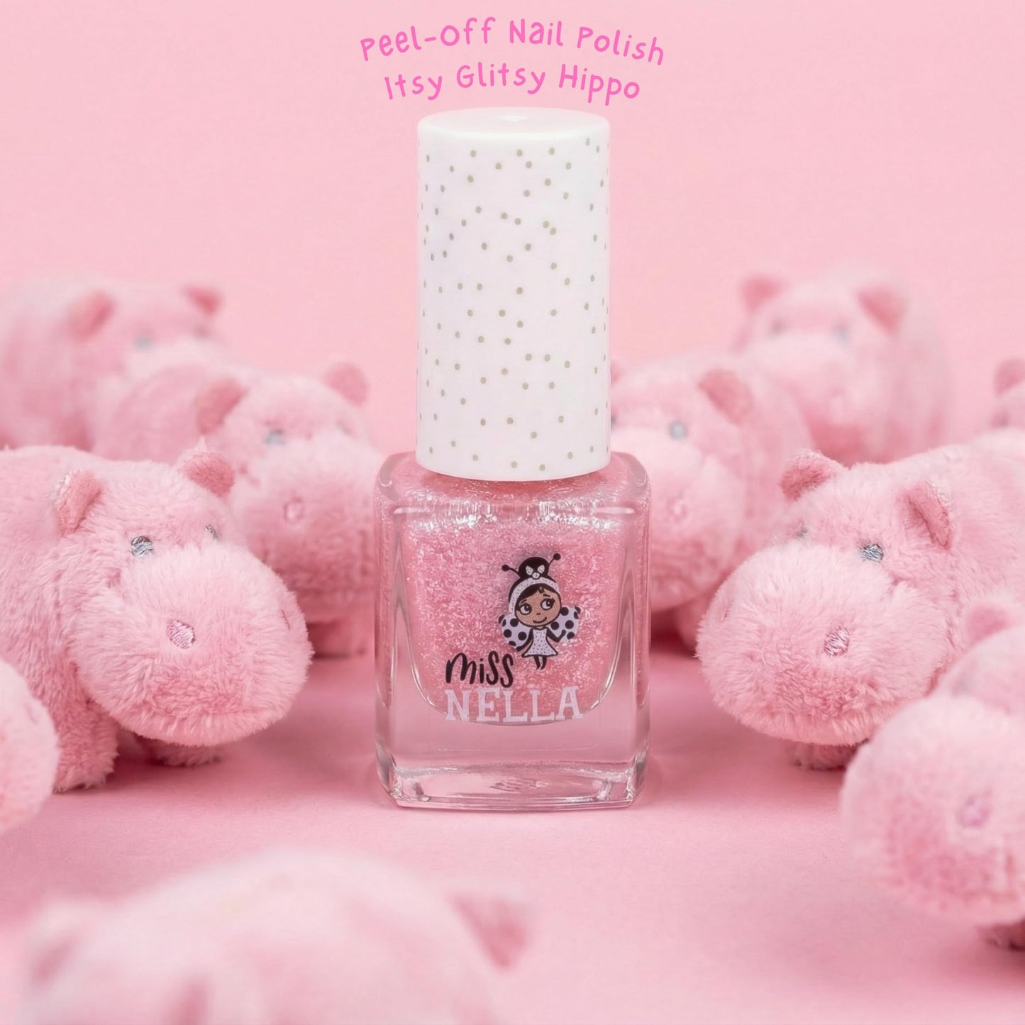 MISS NELLA SAFARI COLLECTION Glitter Nail Polish for kids, set of 4 glitter varnishes: pink, red, purple & blue, Peel- Off varnish for toddlers