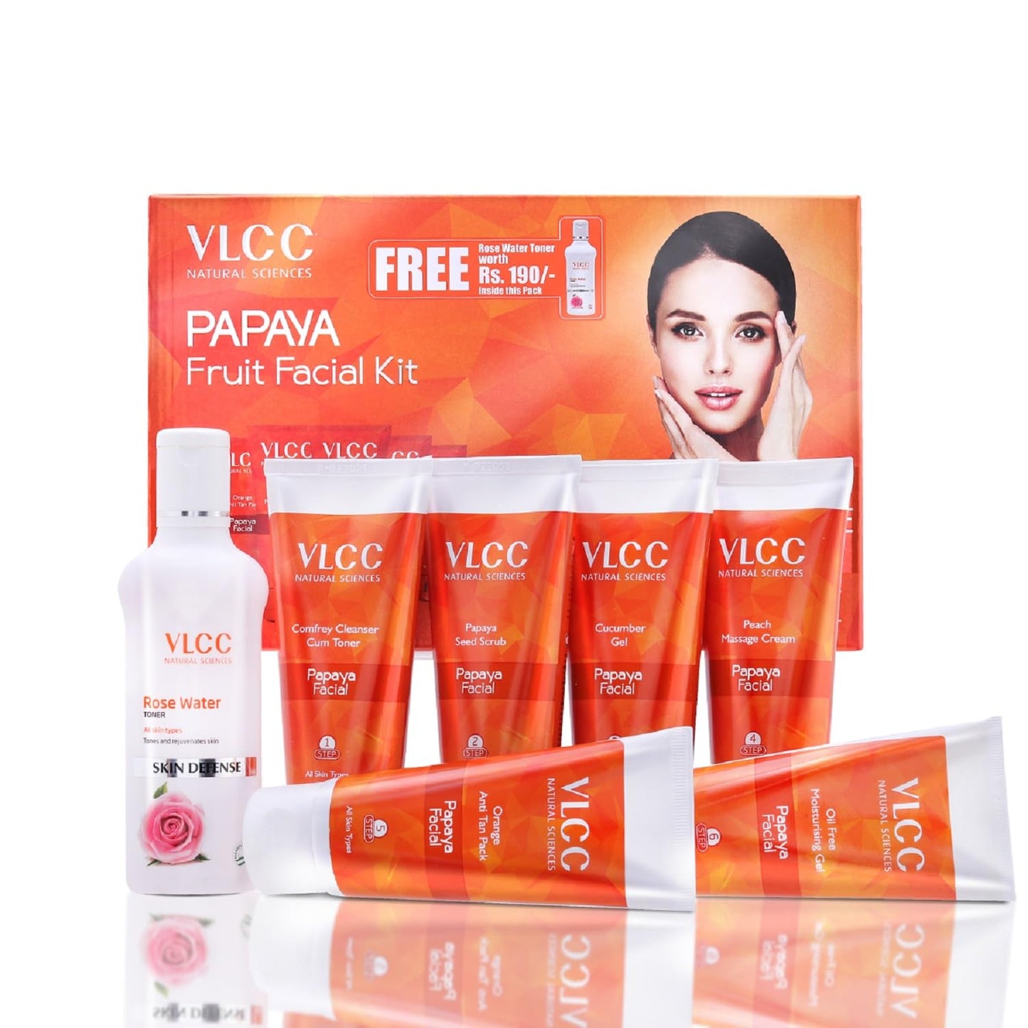 VLCC Papaya Fruit Facial Kit + FREE Rose Water Toner Worth Rs 170 | 300gm + 100ml