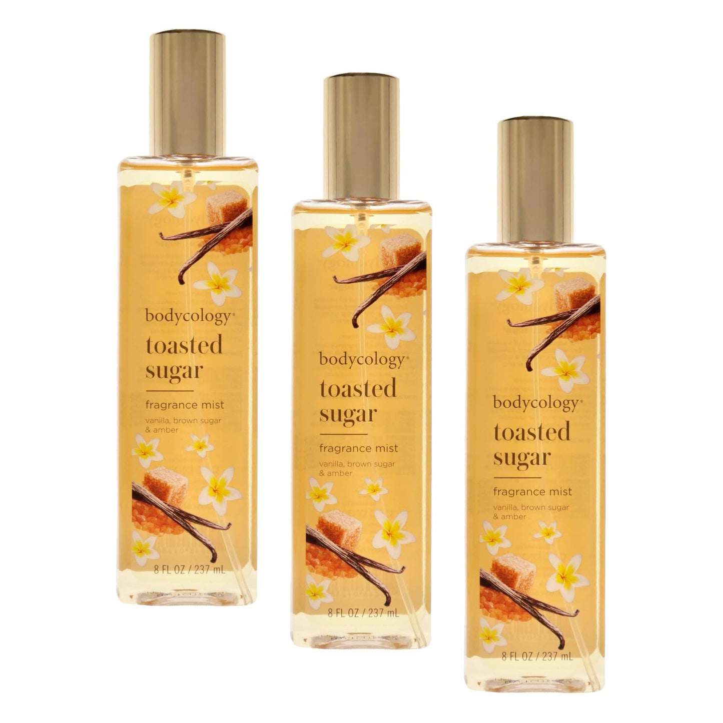 Bodycology Toasted Sugar Fragrance Mist for Women, 8 Fl Oz (455004008) (Pack of 3)