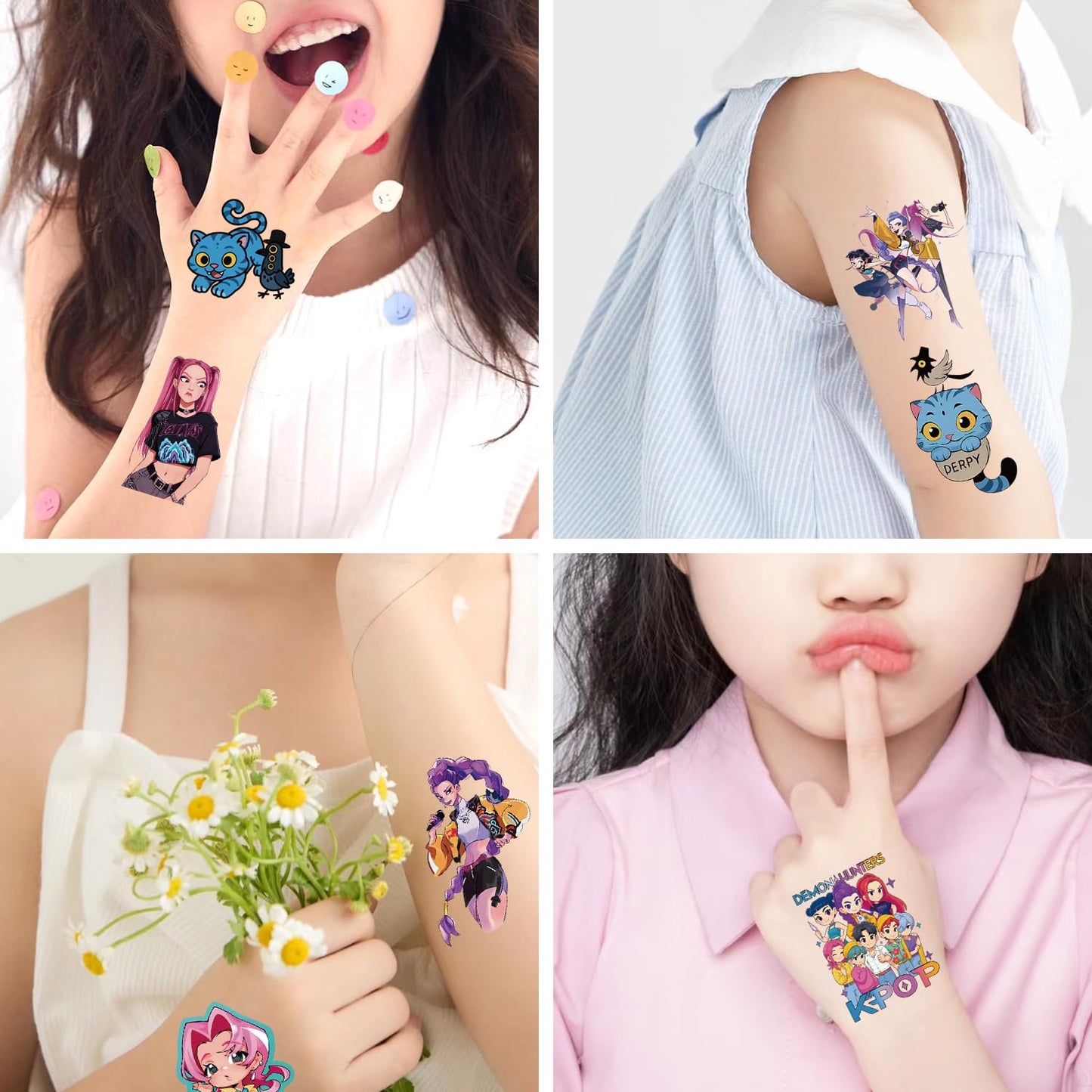 40Pcs Korean Idol Demon Movie Hunters Temporary Tattoos pack Removable Tattoo Stickers for Kids,Goodie Bag Stuffers Party Supplies Decoration Gifts(Demon Movie Hunters-B)
