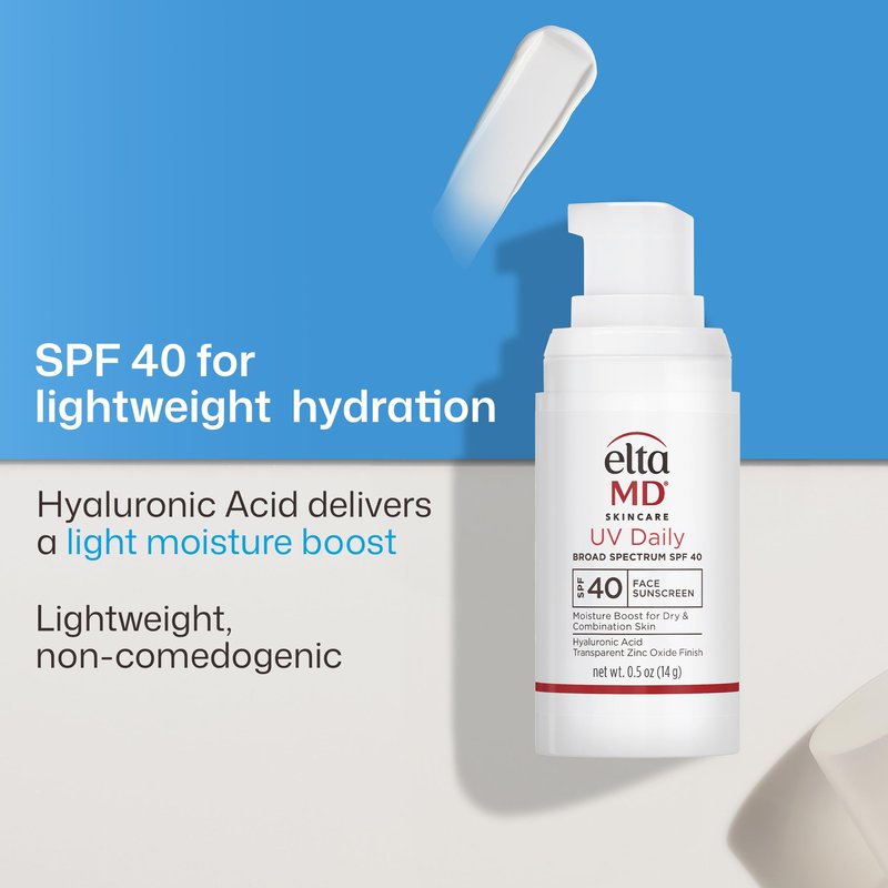 EltaMD UV Daily SPF 40 Face Sunscreen Moisturizer with Zinc Oxide, Daily Face Moisturizer with SPF, Sunscreen, 0.5 oz Pump