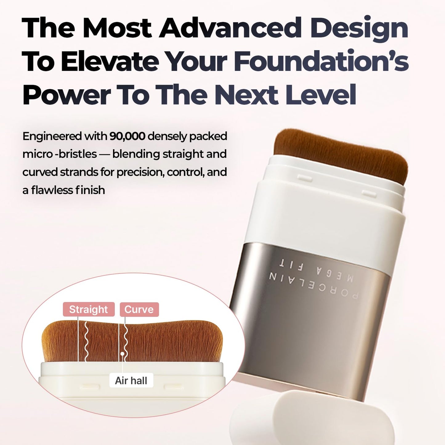 CHOSUNGAH BEAUTY Mega Fit Stick Foundation with Built-in Brush-Full Coverage Creamy Formula for Porcelain Skin Finish, Hydrating&Long Lasting, Master Porcelain, Shade 23, 0.56 oz (02W Honey Beige)