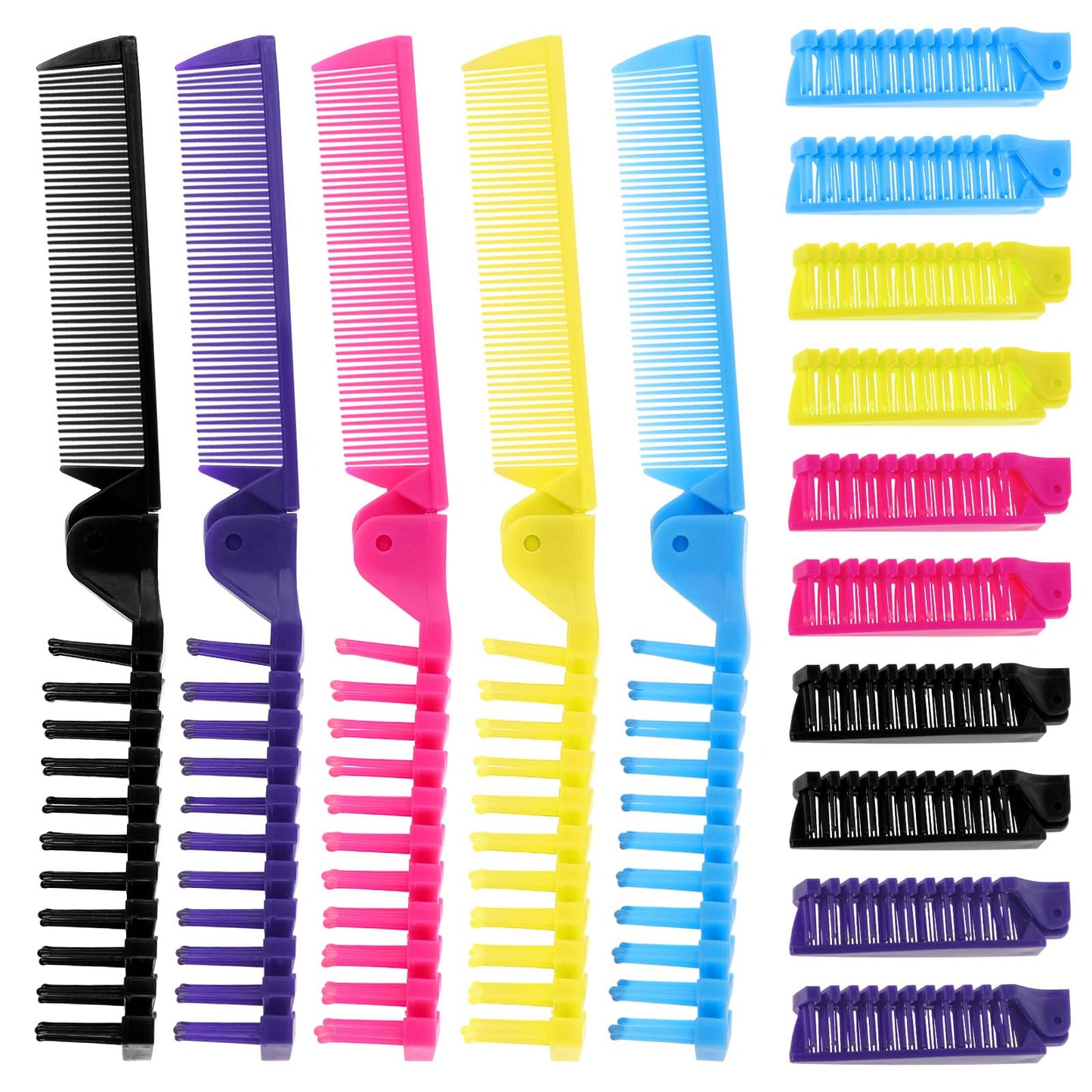 Foldable Hair Combs In Bulk, Individually Wrapped Multicolour Folding Comb, Women Men Pocket Size Double Headed Mini Hair Brush Styling Tool for Travel Hotel Homeless Shelter Charity Church(120 Pack)