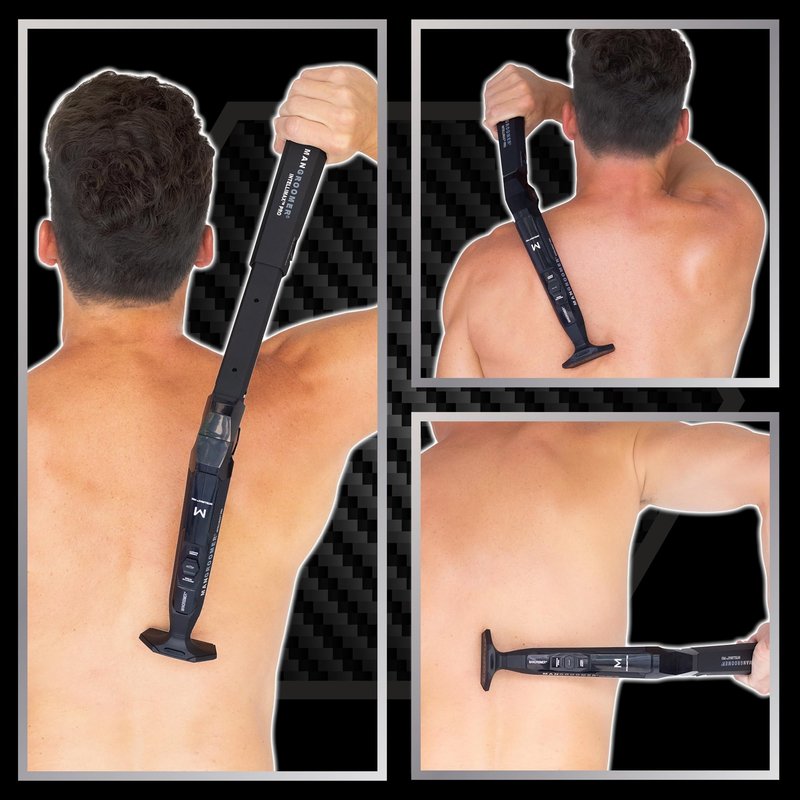 MANGROOMER - INTELLIMAX PRO - New Back Shaver with 2 Shock Absorber Flex Heads, Power Hinge, Extreme Reach Handle and Advanced 2.7" Extra-Wide Blade Design (Version 3.0)