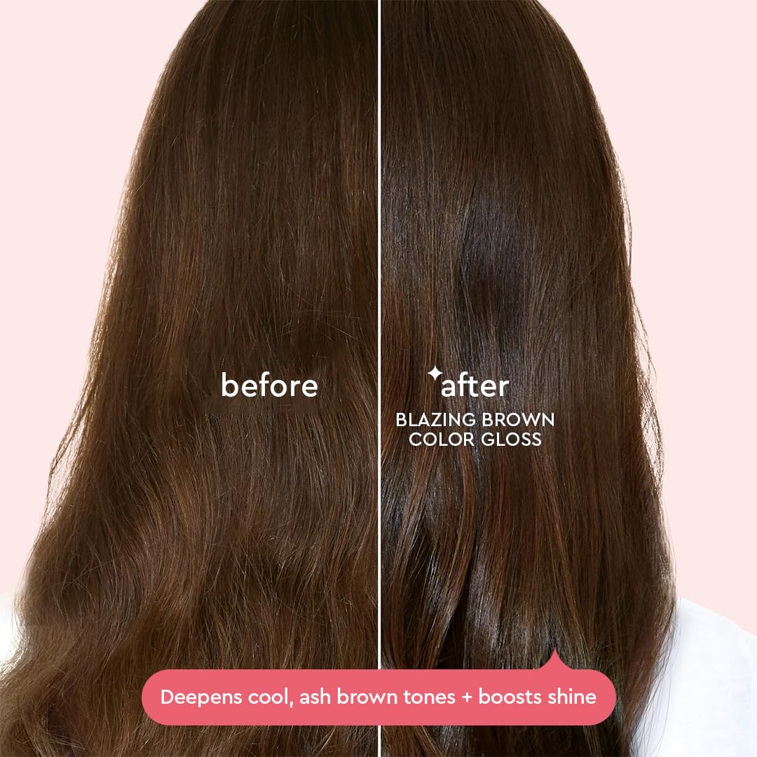Glaze Supergloss Color Conditioning Gloss – Hydrating Semi-Permanent Color Hair Gloss & Shine Boost – For Natural Medium to Dark Brown Hair – 6.4 Fl Oz - Blazing Brown