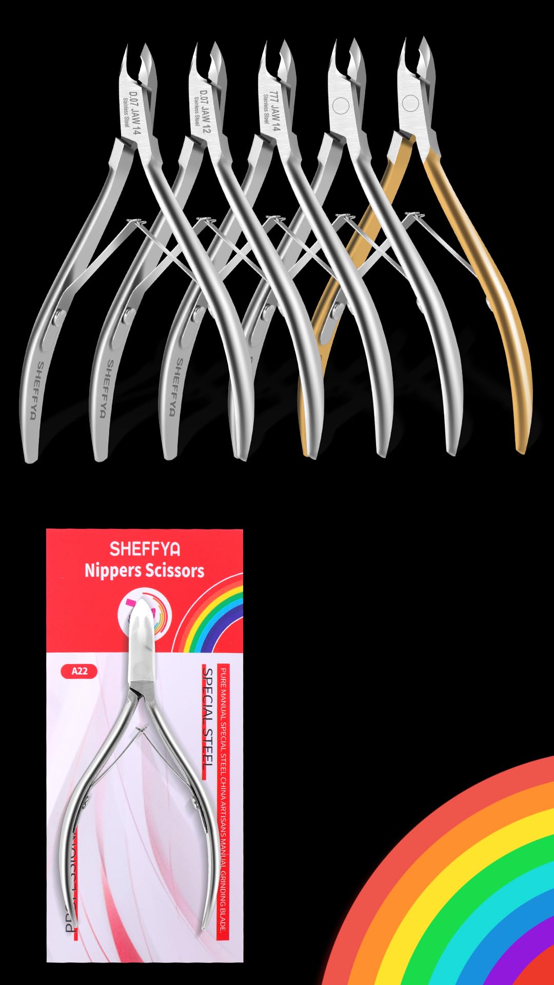 5pcs*0714 SHEFFYA Professional Cuticle Trimmer Nail Cuticle Cutter Stainless Steel Cuticle Nippers with Sharp Blades of Cuticle Clippers Manicure Tools with Double Nail Care Pedicure Nail Tools Nipper
