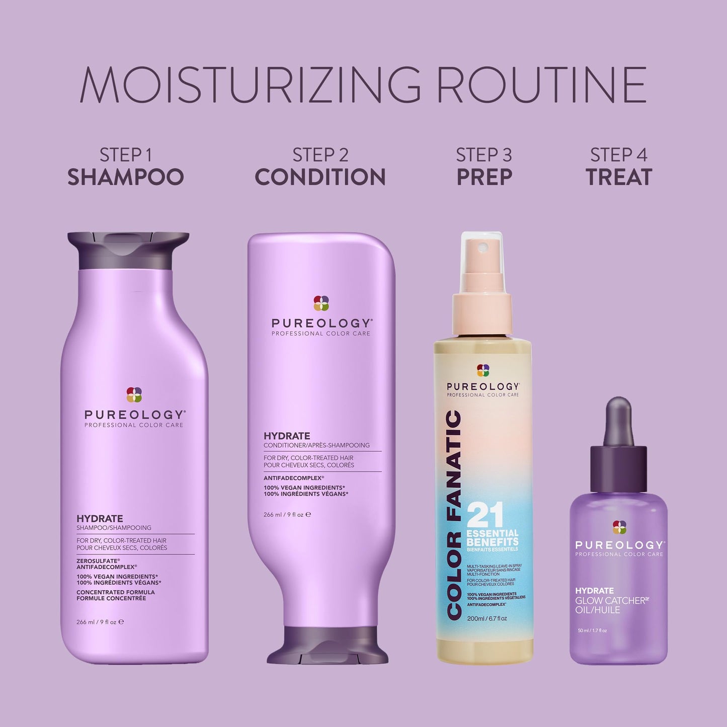 Pureology Hydrate Glow Catcher Hair Oil - Up to 72 Hours of Hydration & Shine, All Day Anti-Frizz, For Dry Hair, Lightweight Heat Protectant, Color Safe