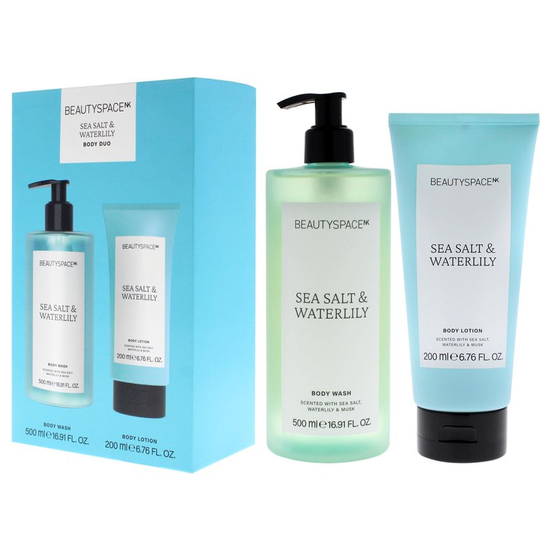 Beauty SpaceNK Sea Salt & Waterlily Body Wash & Lotion Duo – Hydrating & Nourishing Formula – Suitable for All Skin Types – Vegan & Cruelty-Free – Refreshes & Moisturizes – 2 Pc, 16.91oz & 6.76oz