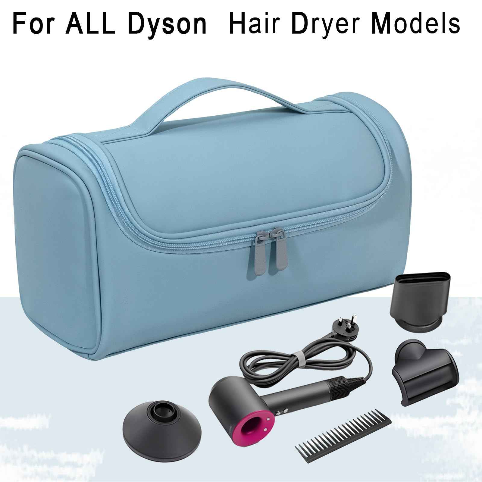 Haroranax Portable Travel Case for Dyson Airwrap Multifunction Curling Iron And Accessories, Travel Bag With Hook, Stores All Models Of Curling Irons And Accessories (Sky blue)