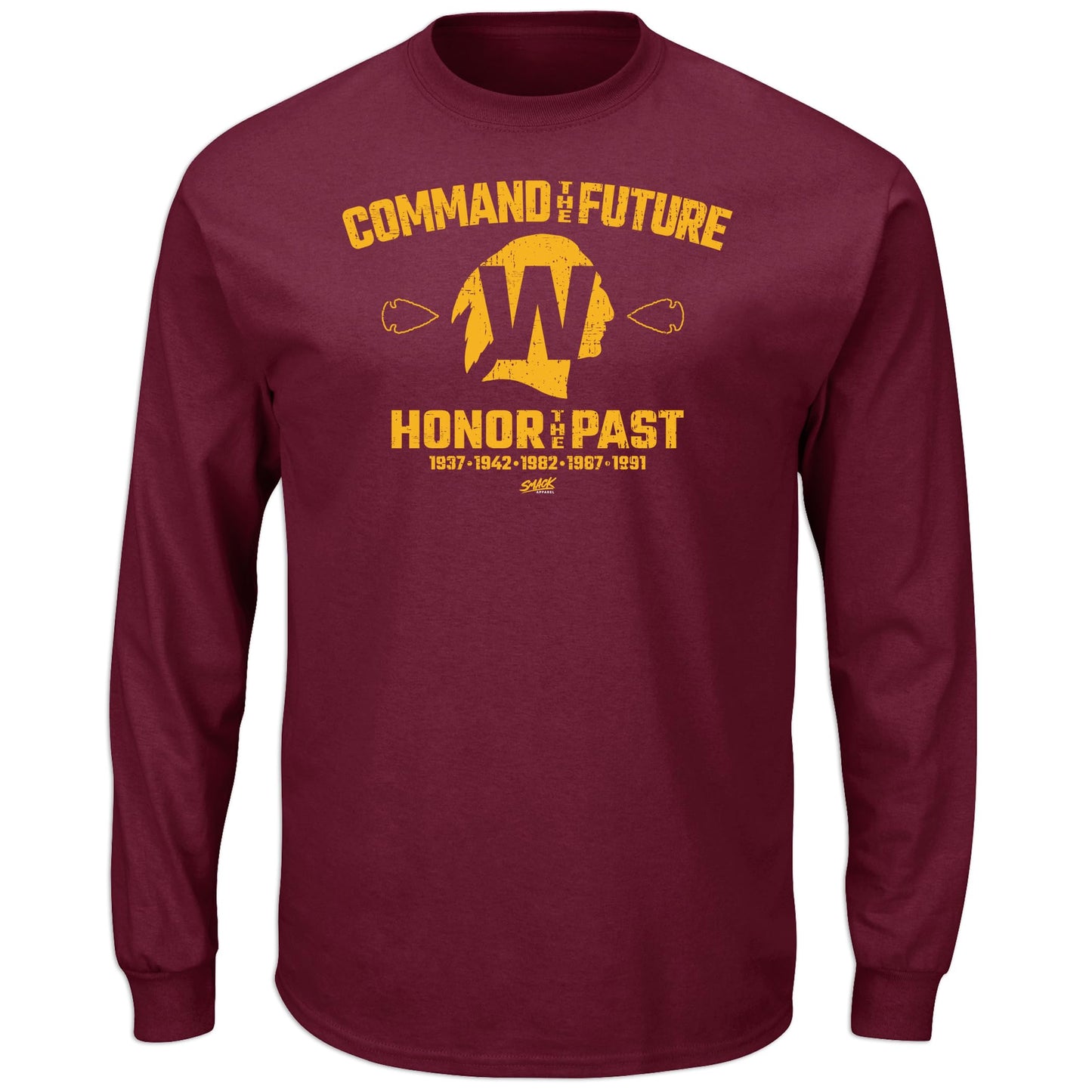 Command The Future T-Shirt for Washington Football Fans (SM-5XL) (Maroon Long Sleeve, 4X-Large)