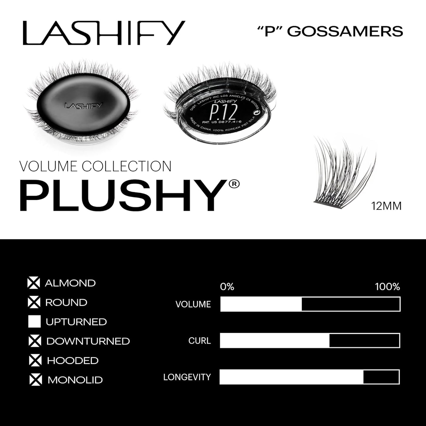 Lashify Plushy 12mm Gossamer Lashes - Easy DIY False Lashes for Voluminous Natural Look