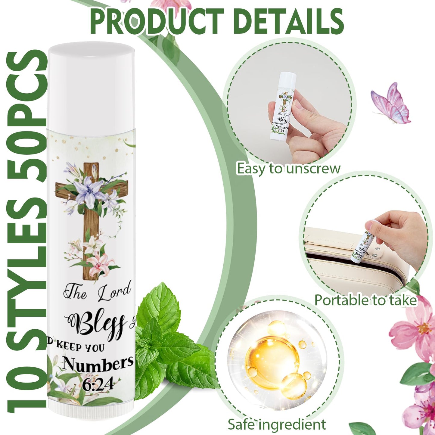 Nlicrst 50 Pcs Christmas Lip Balms Bulk Gifts for Women Party Holiday Favors Christmas Stocking Stuffers Moisturizing Lip Care Appreciation Gift for Kids Teachers Mom Employee Coworker Team