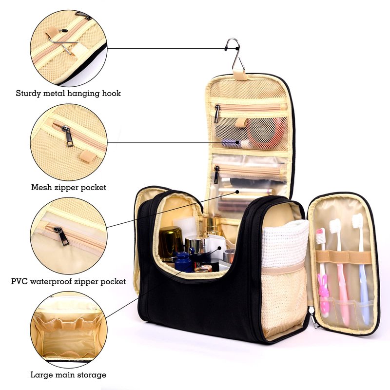 Carfany Hanging Toiletry Bag For Women And Men Large Travel Cosmetic Makeup Bags Organizer Water Resistant Shower Bag