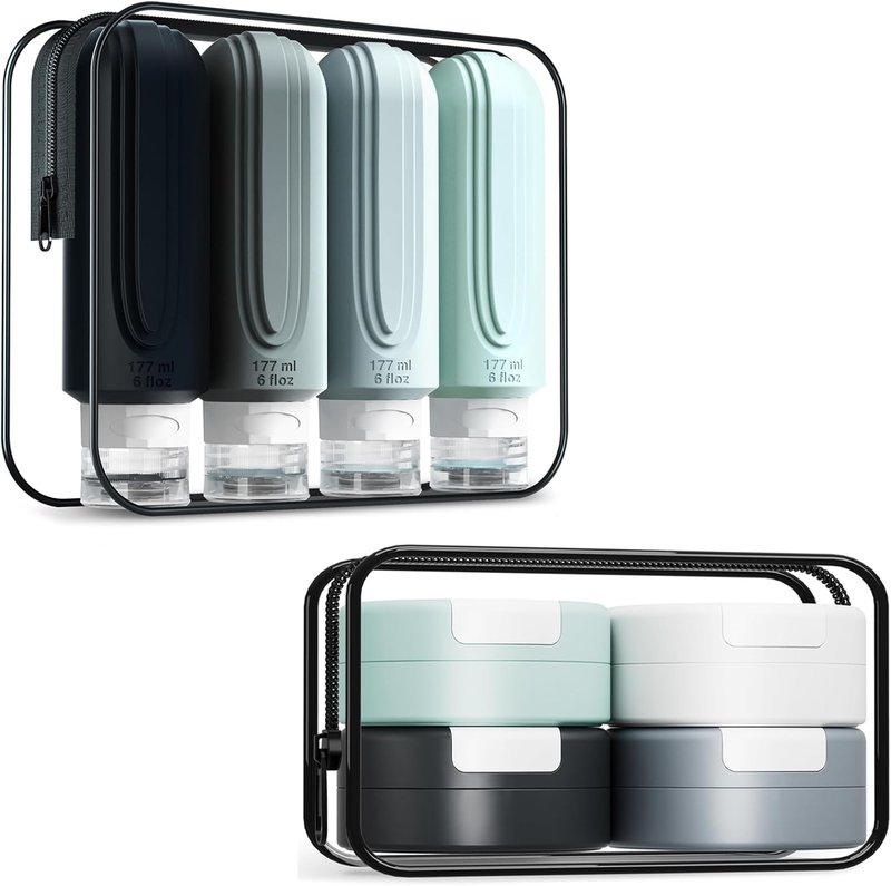 Travel Bottles Set - TSA Approved Leak Proof Containers | BPA Free Refillable Capsules with Labels
