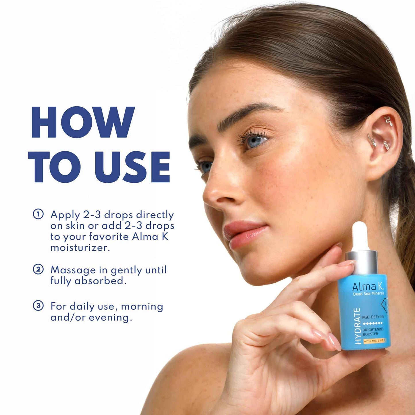 Alma K Brightening Booster - Vitamin C Face Serum with AHA, Hydrating and Brightening Serum for Women, Anti Aging, Improve Appearance of Fine Lines & Wrinkles - 1 oz