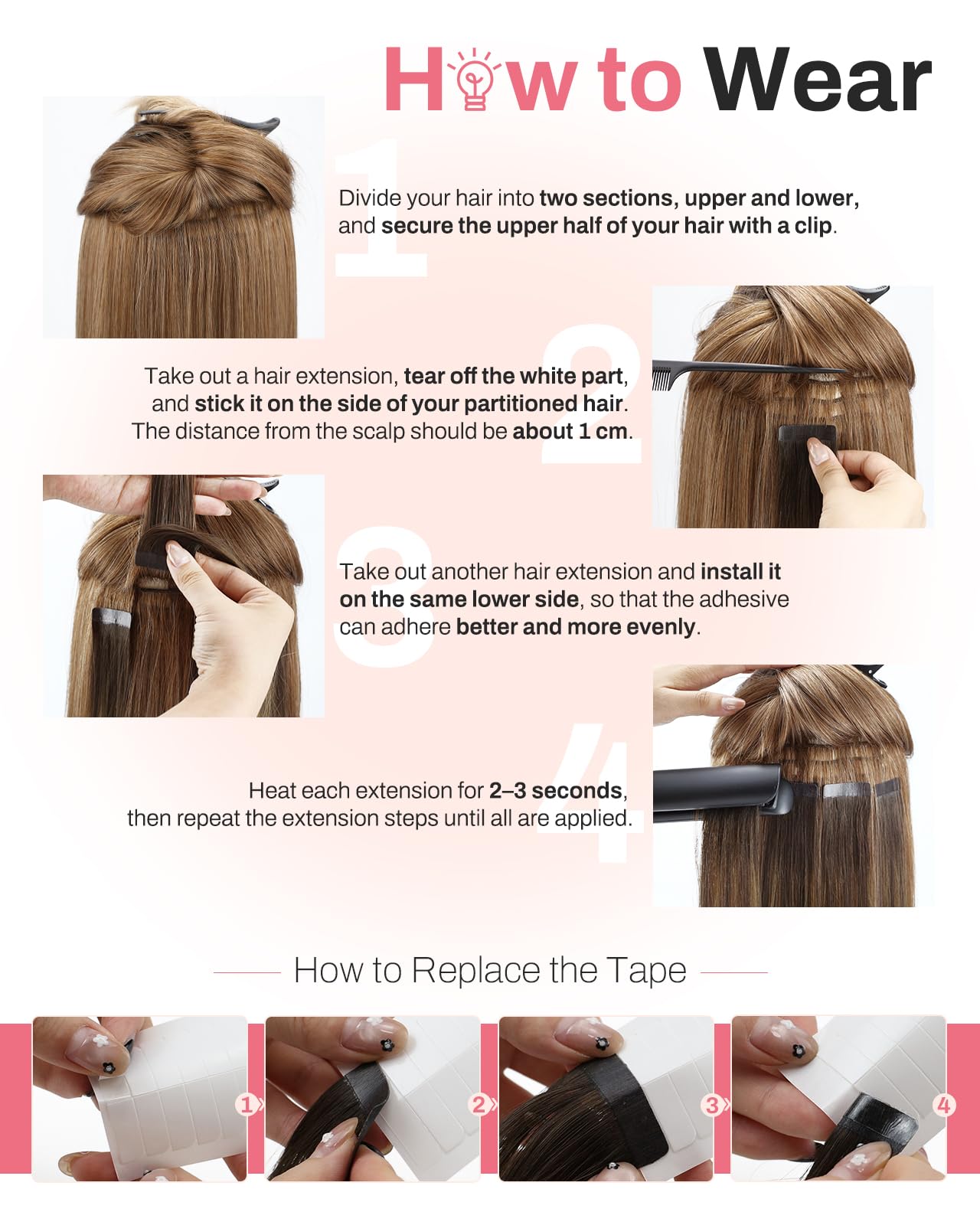 Moresoo Tape in Hair Extensions Ombre Human Hair Tape in Extensions Balayage Dark Brown to Medium Brown Mix with Blonde Human Hair Extensions Glue in Real Hair 18 Inch #4/6/613 20pcs 50g