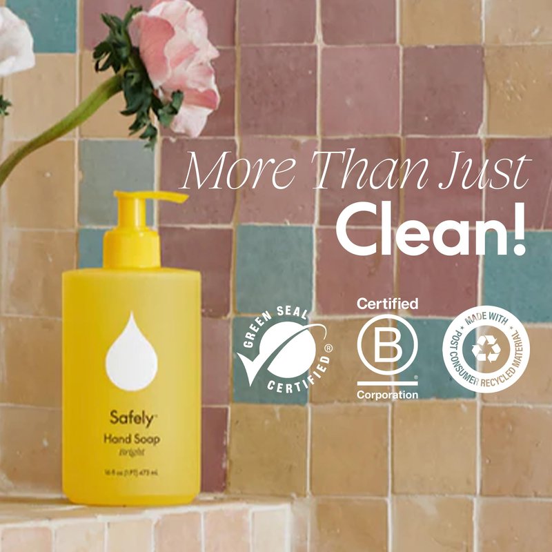 Safely Hand Soap - Plant-Based Moisturizing Aloe & Coconut Formula with Signature Bright Scent | Paraben-Free, Skin-Calming | Liquid Hand Soap Refill, 12 fl oz, Pack of 6