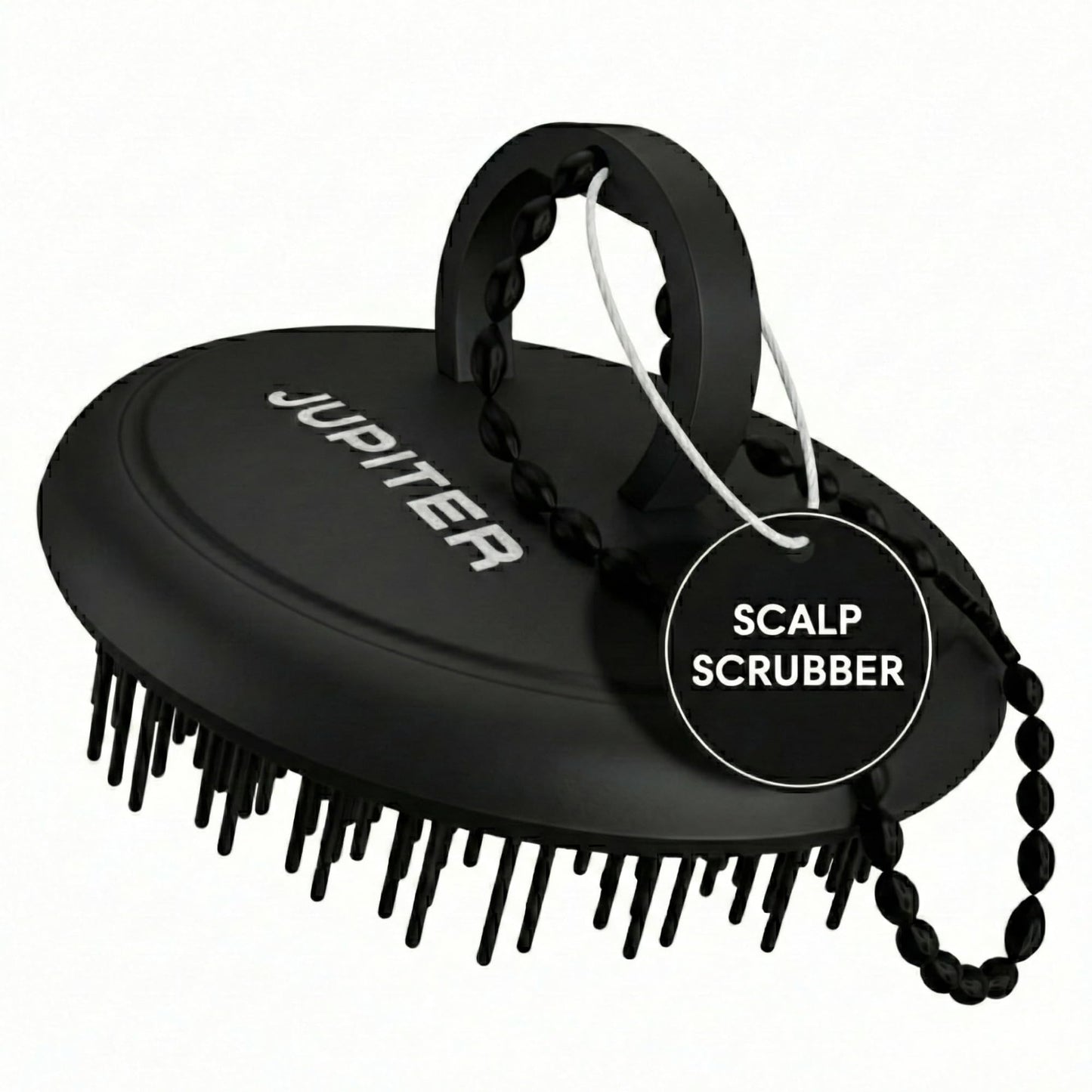 Jupiter Scalp Exfoliator - Scalp Massager Tool for Wet & Dry Hair - Ergonomic Detangler Brush - Dandruff Comb & Scrub to Remove Dandruff & Buildup and Support Circulation - Black