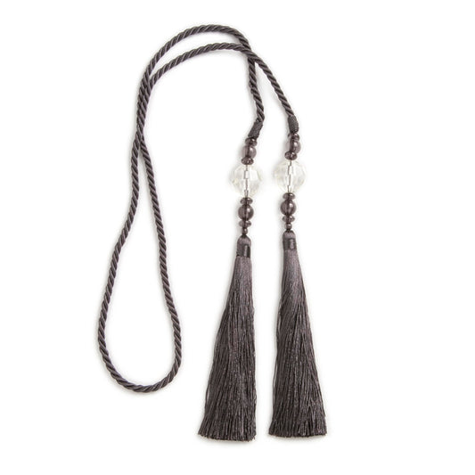 Kenney KN99712 Small Decorative 22" Beaded Rope Tassel Tieback for Curtains and Drapes, 1-Pack, Charcoal
