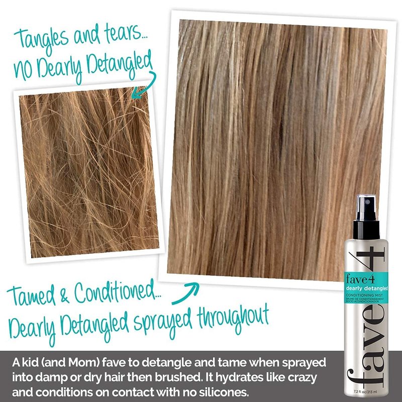 fave4 hair Dearly Detangled Leave In Conditioner & Detangler Spray, Silicone Free, 7.2 fl oz