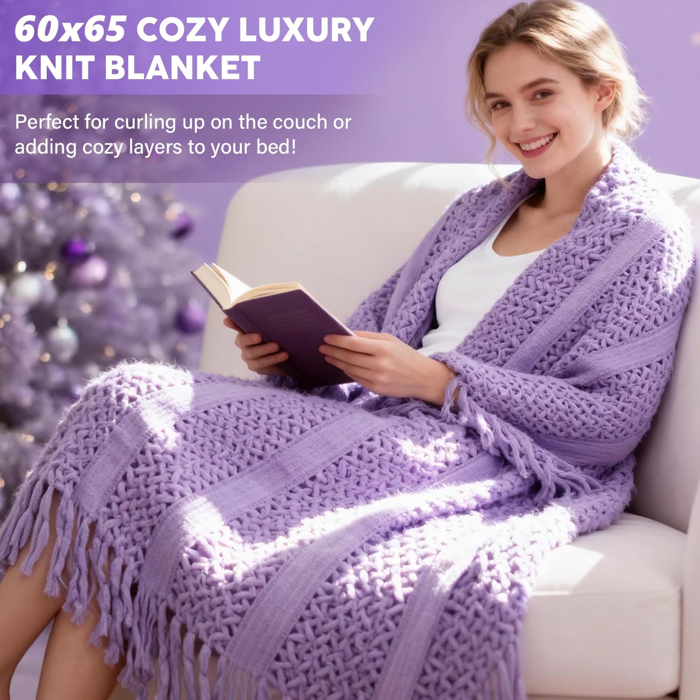 Mothers Day Gifts for Mom Wife Grandma Sister Daughter Friends, Unique Christmas Birthday Gifts for Women Mom Best Friend Her, Lavender Self Care Package Get Well Soon Gift, Spa Gift Baskets w/Blanket