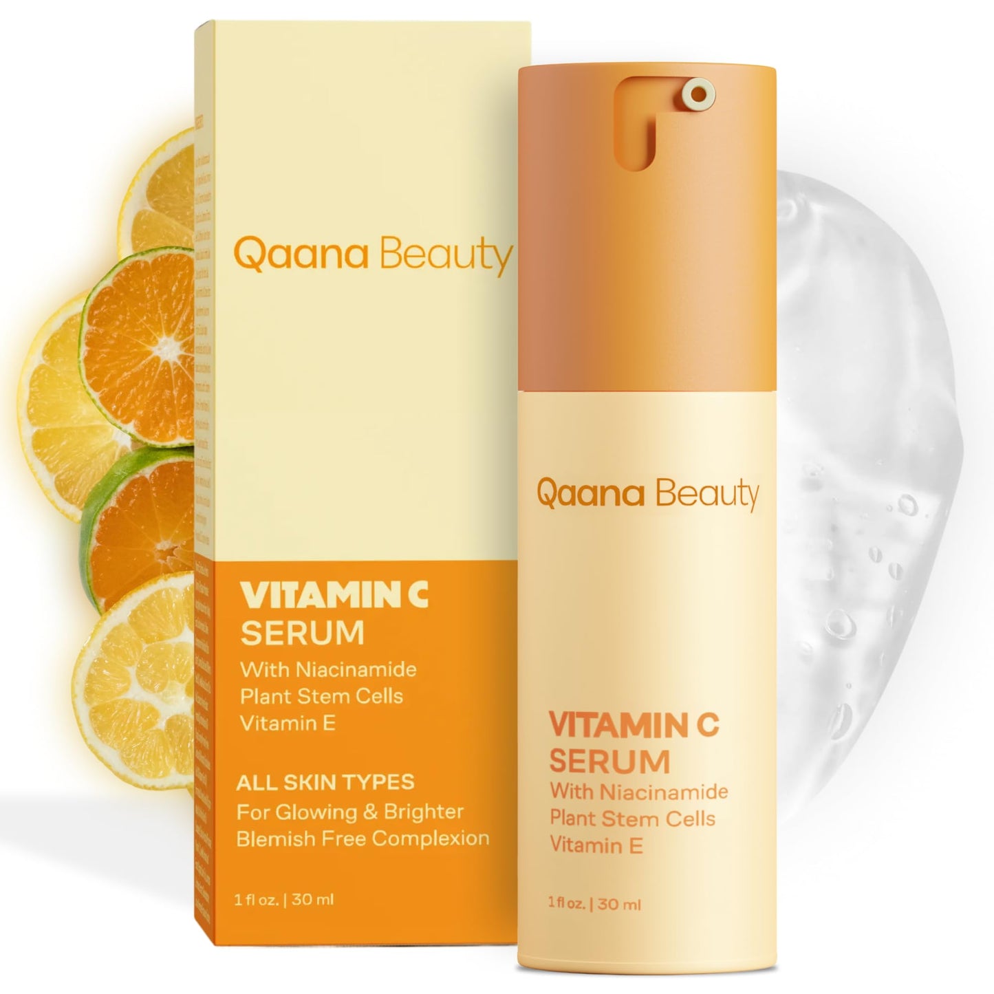 Qaana Super Vitamin C Face Serum for Mature Skin: 7-in-One Hydrating Anti-Aging Formula with Vitamin C, Hyaluronic Acid, Caffeine-Firming, Lifting, Targets Wrinkles, Dark Spots 1 fl oz