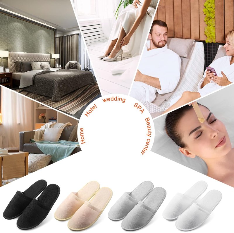 Disposable Slippers for Guests - 24 Pairs Cotton Soft Spa House Slippers | Ideal for Weddings & Travel