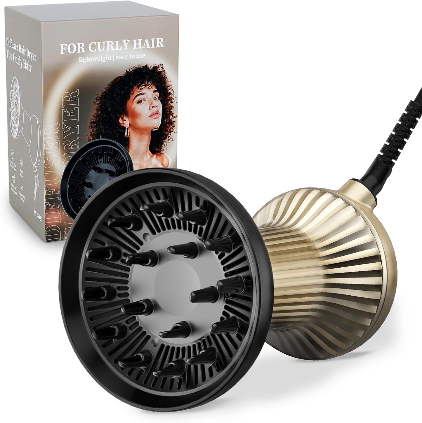 BAUTIA Hair Dryer Diffuser for Curly Hair - Lightweight Volumizing Tool | Easy to Use
