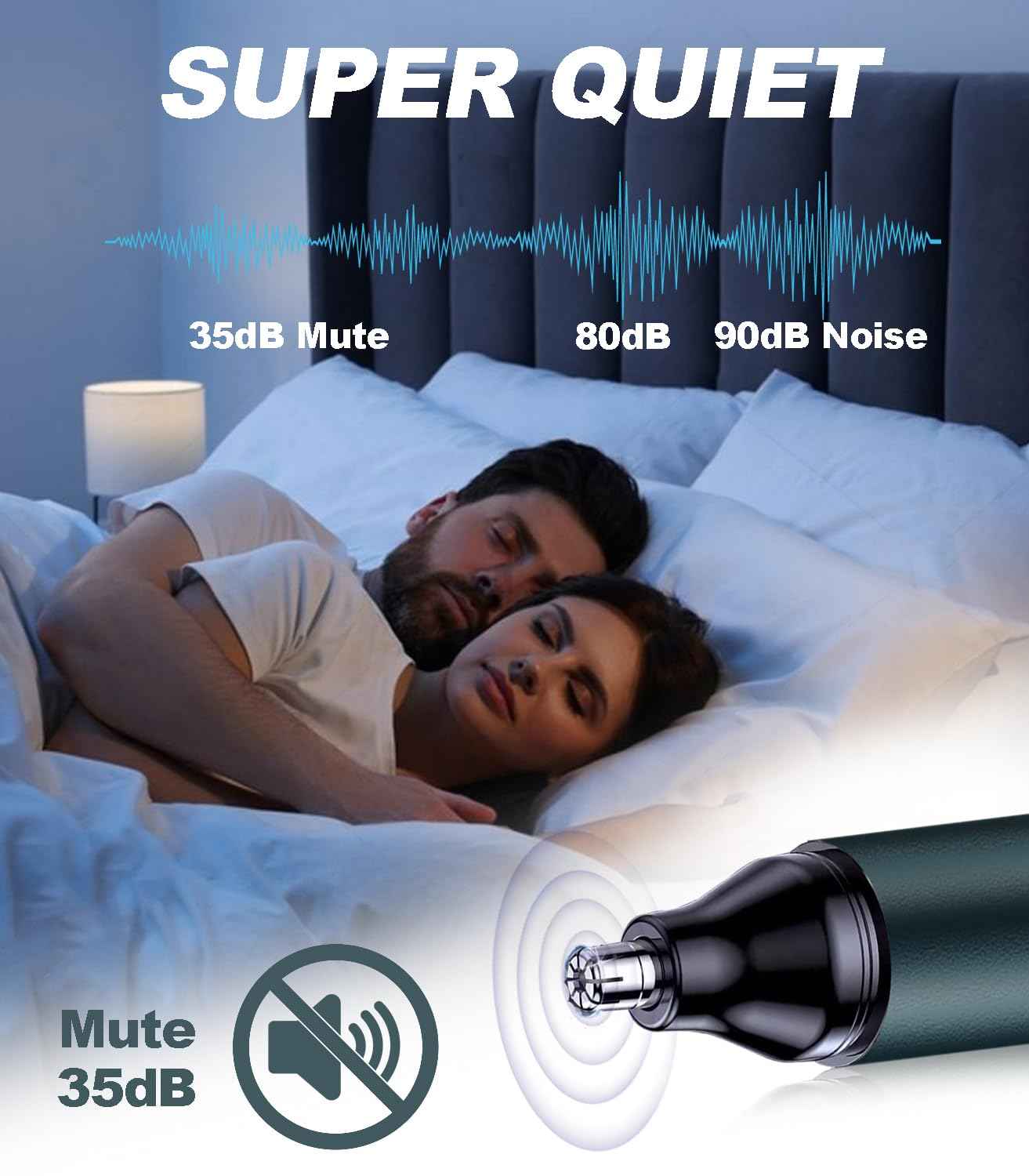 Nose Hair Trimmer - 2025 Professional Painless Ear Hair Trimmers for Men, USB Rechargeable Nose Hair Trimmer Clipper – 14,000 RPM IPX7 Waterproof Dual Edge Blades, Blue