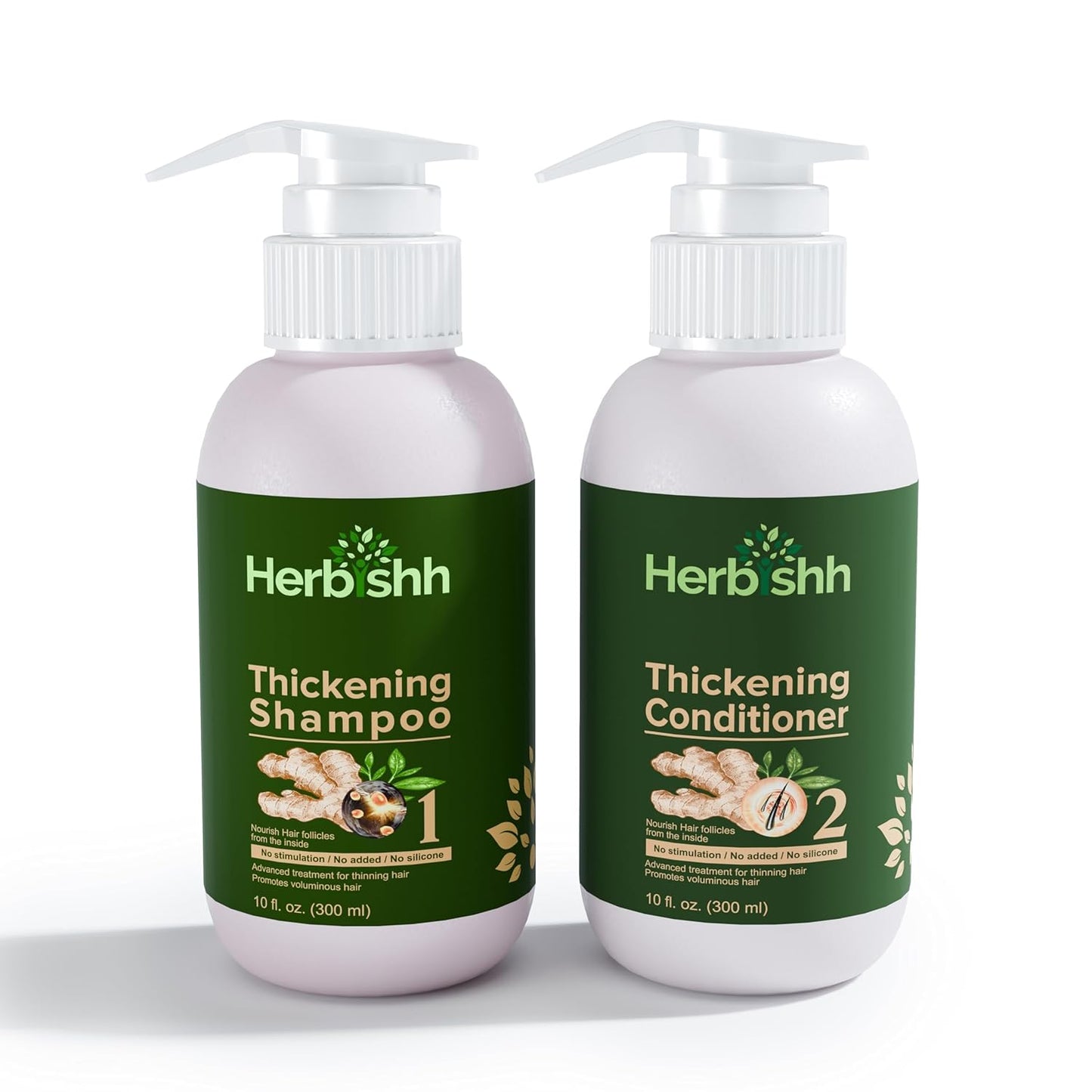 Ginger Extract Thickening Shampoo & Conditioner | Sulphate & Paraben-Free, 10 fl. oz (Pack of 2)