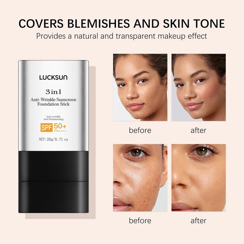 3-in-1 Hydrating Foundation Stick - Anti-Wrinkle Concealer & Multi-Use Cream | Natural Matte Finish for All Skin Types (Dark)